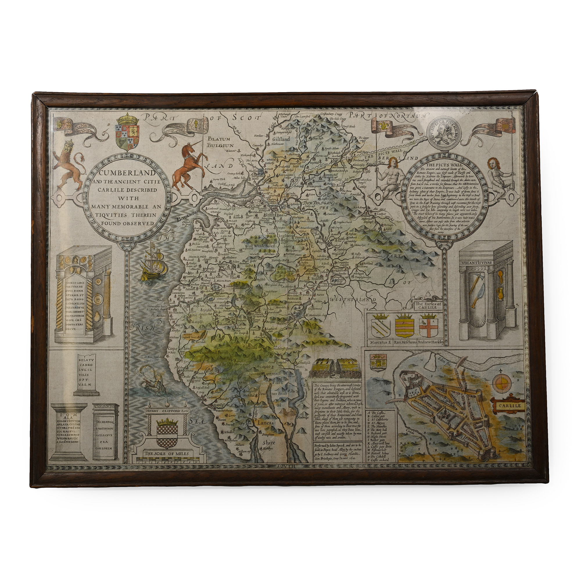 Hadrian's Wall and Roman Antiquities Map by John Speed