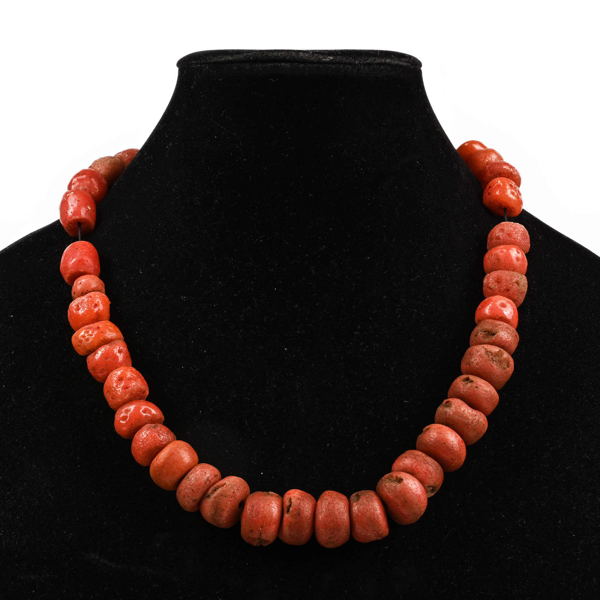 Western Asiatic Coral-Coloured Glass Bead Necklace String