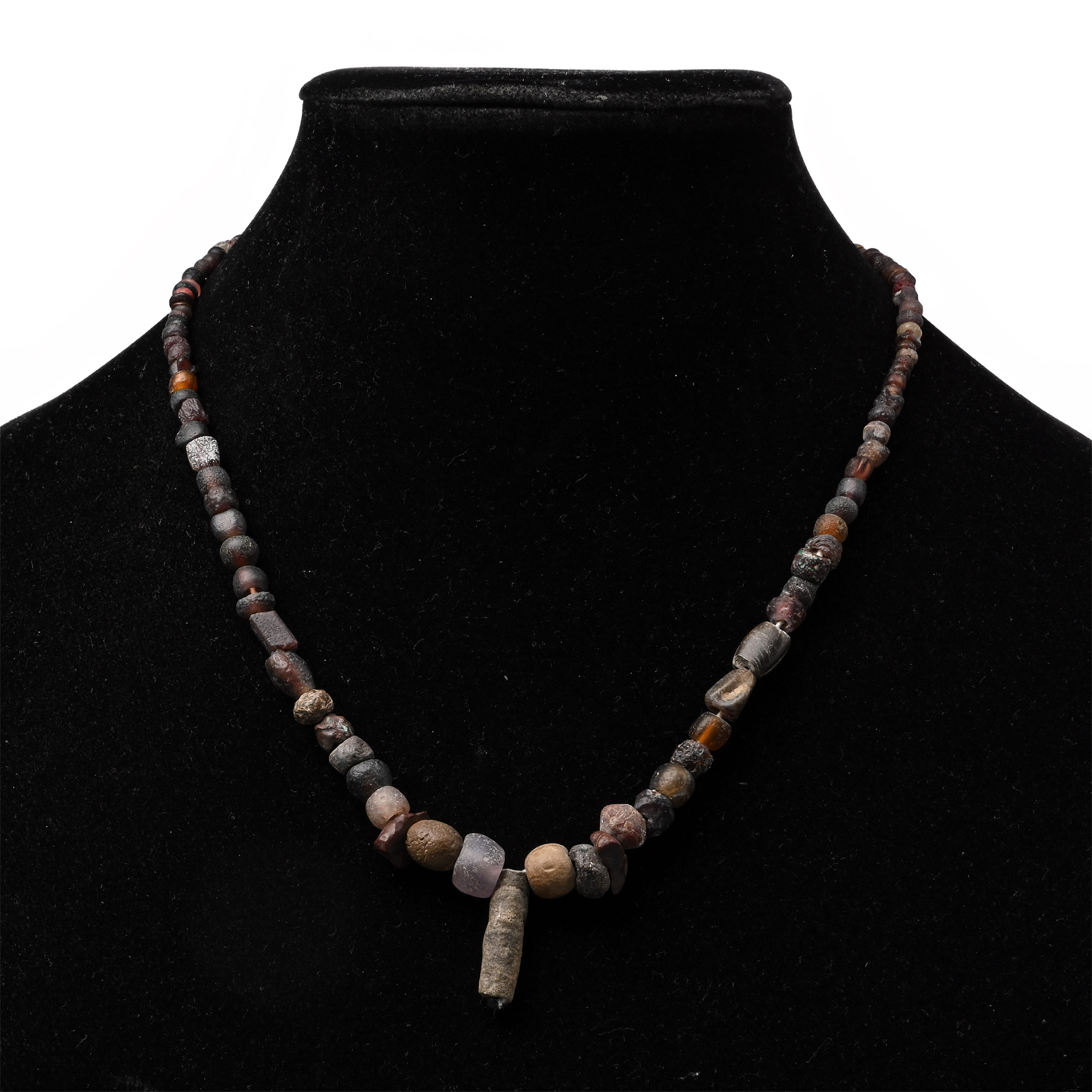 Roman Aubergine Glass and Other Bead Necklace String