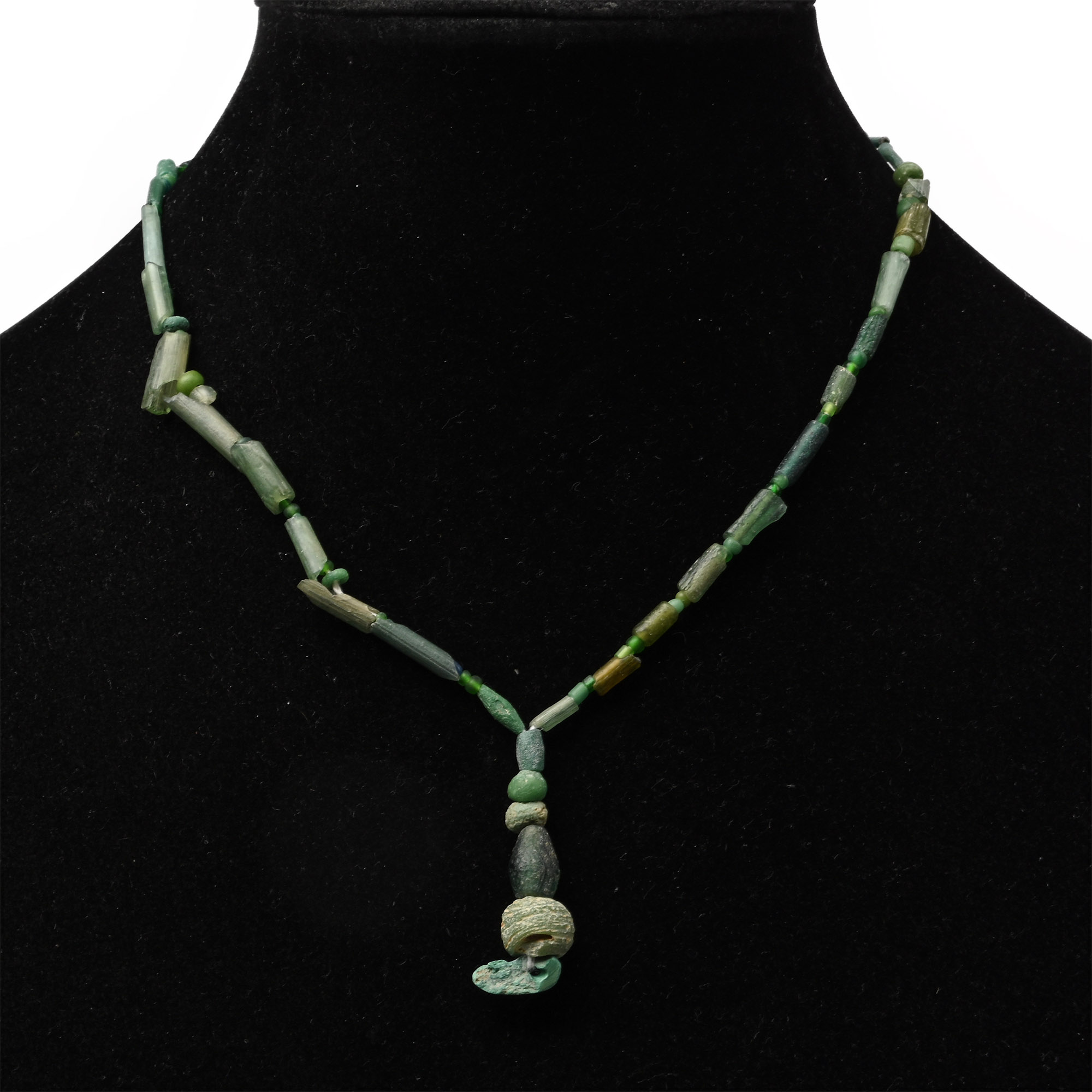 Roman Green Glass and Other Bead Necklace String
