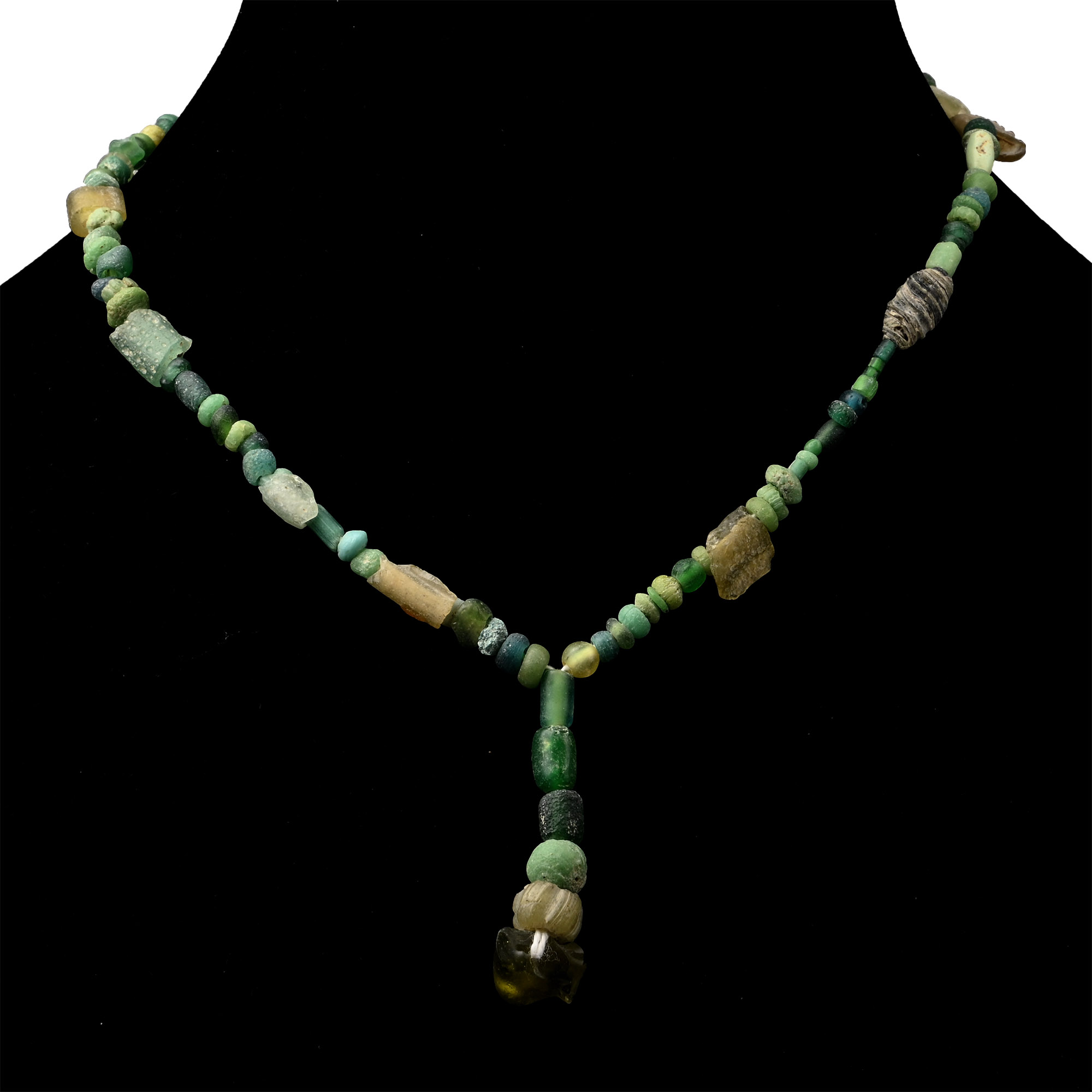 Roman Green Glass and Other Bead Necklace String