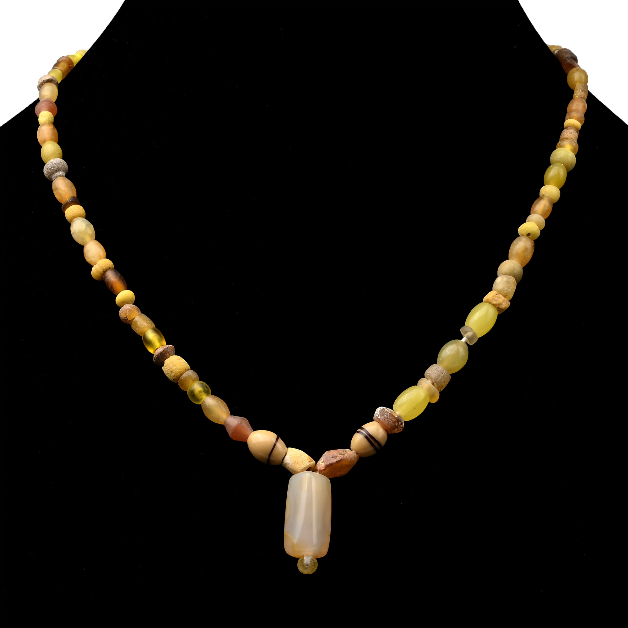 Roman Yellow Glass and Other Bead Necklace String