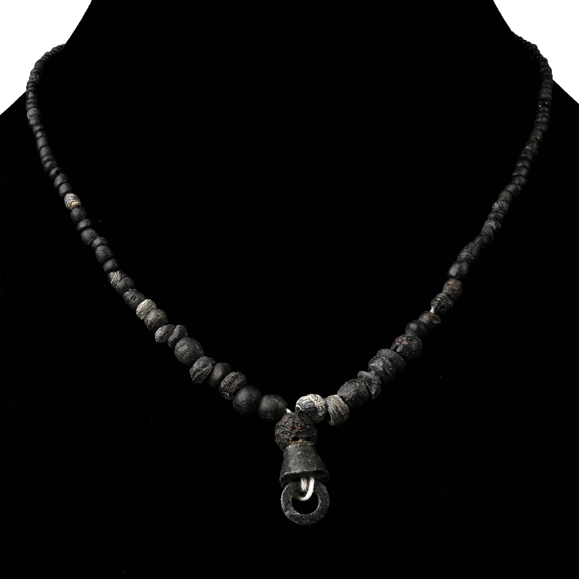 Roman Black Glass and Other Bead Necklace String