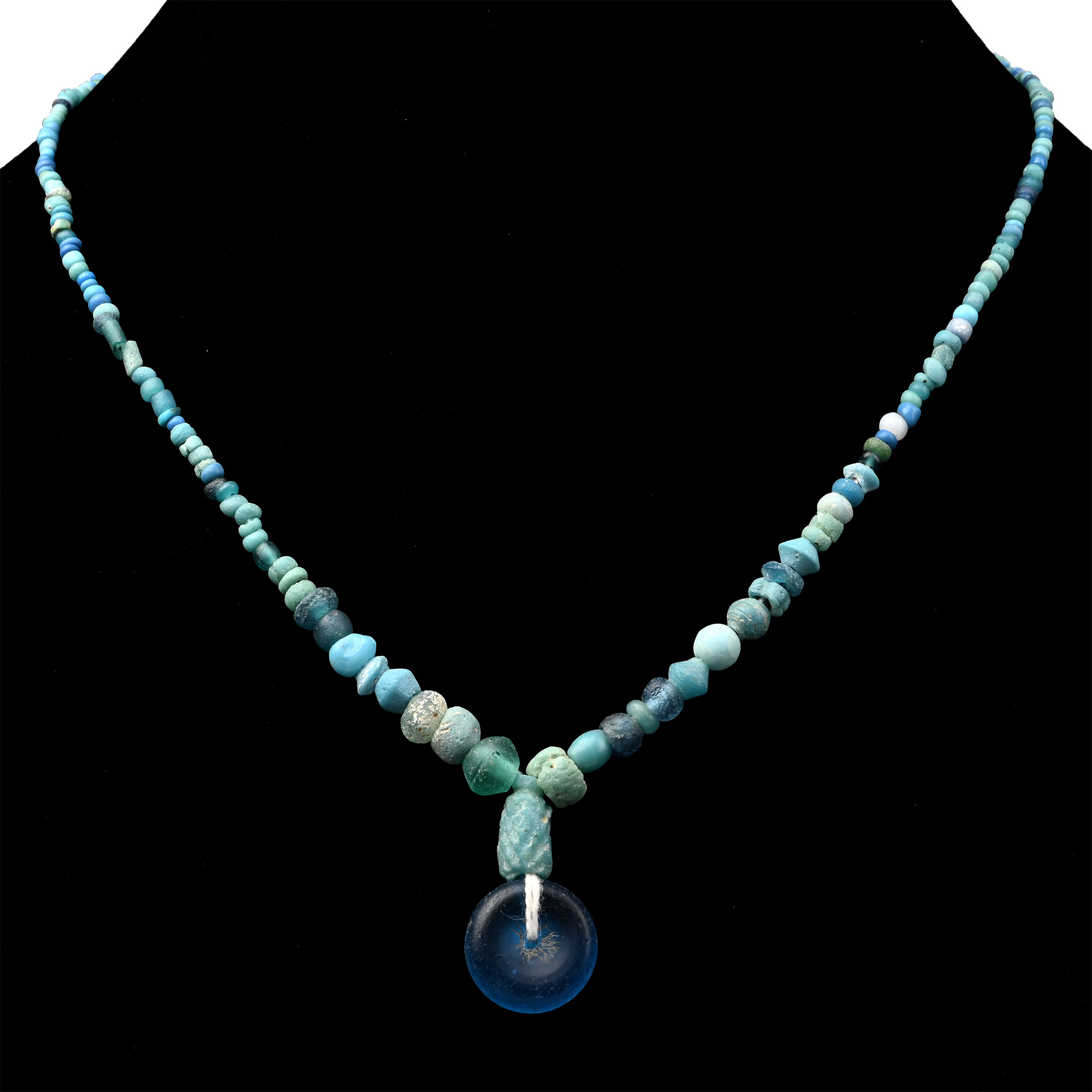 Achaemenid Blue Glass and Other Bead Necklace String