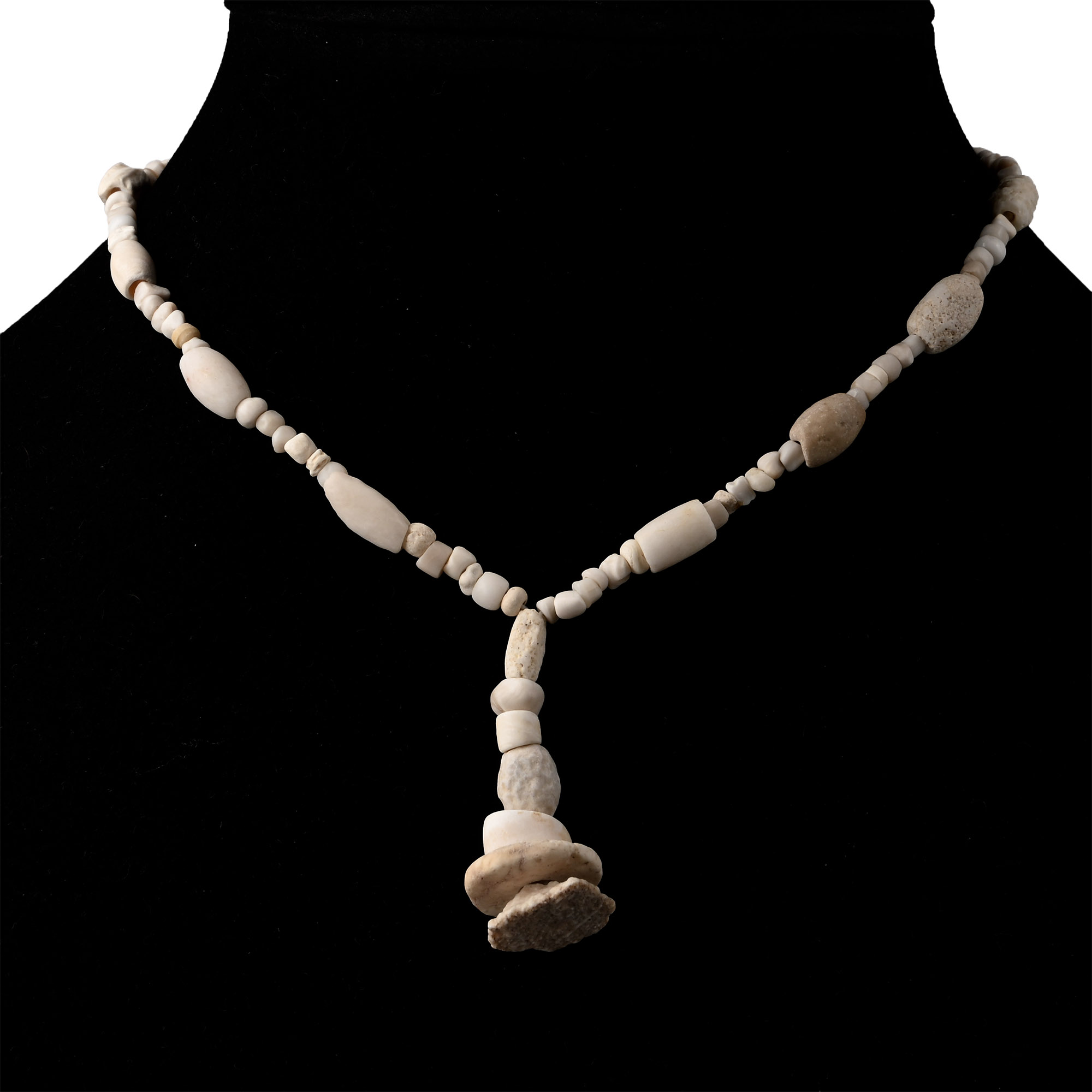 Western Asiatic White Stone Bead Necklace String