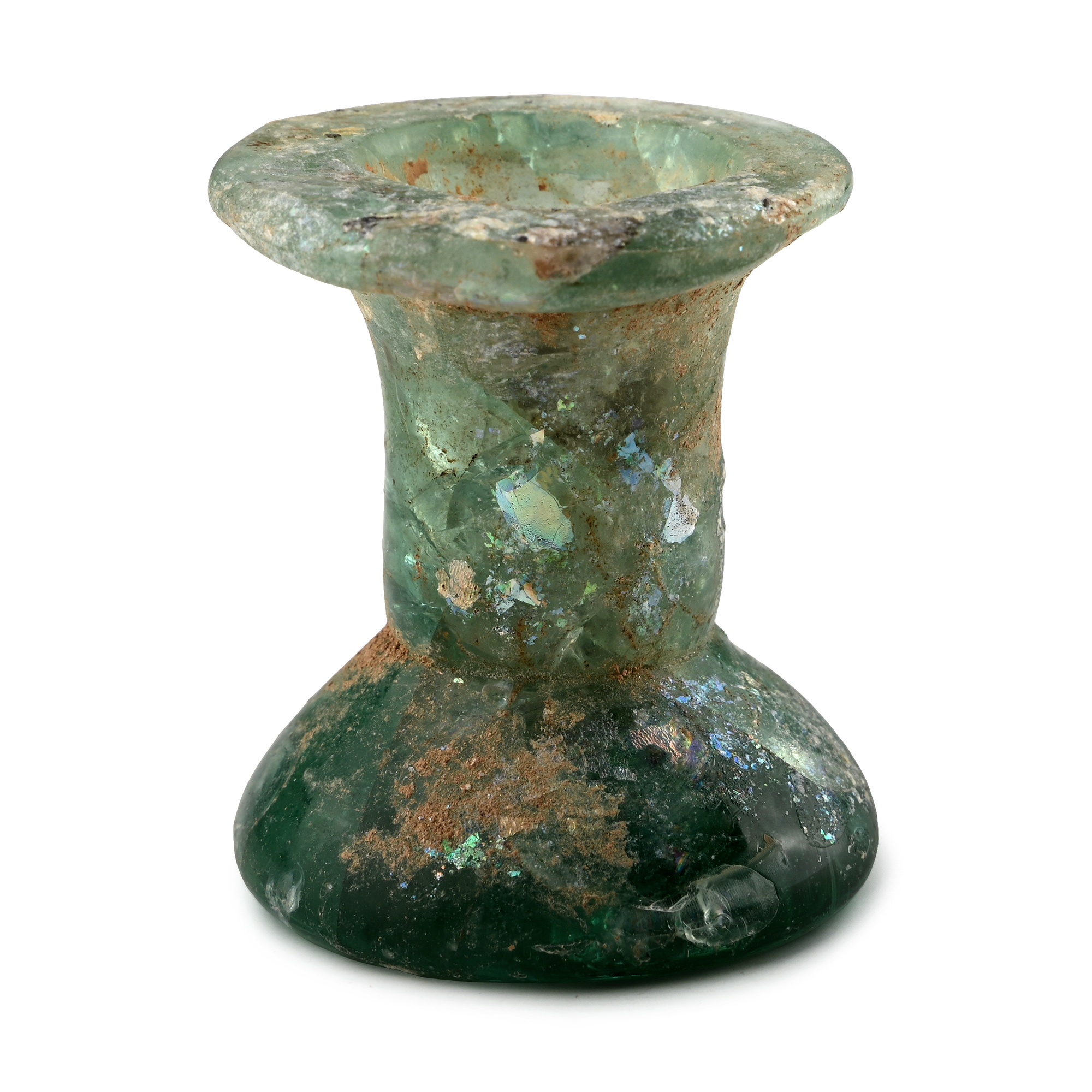 Roman Dark Green Glass Cotton-Reel Jar