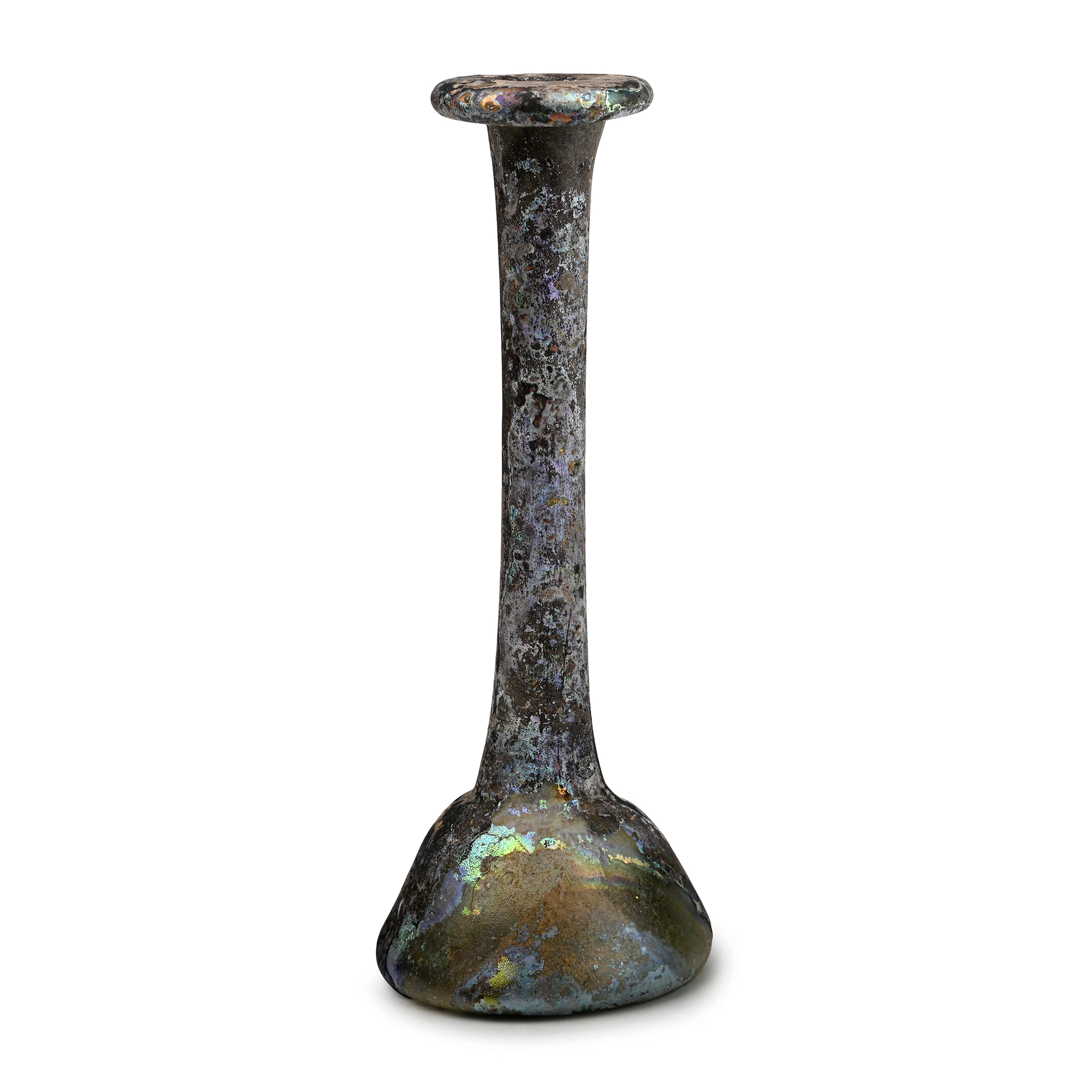 Roman Iridescent Tall Glass Unguentarium