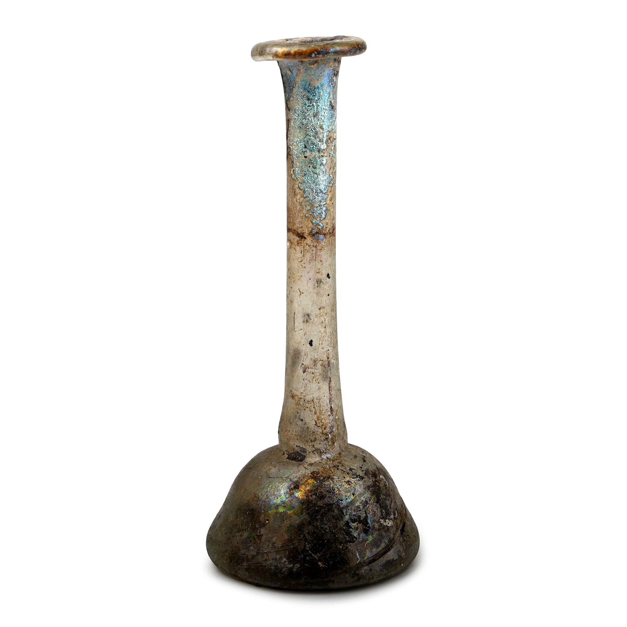 Roman Iridescent Tall Glass Unguentarium