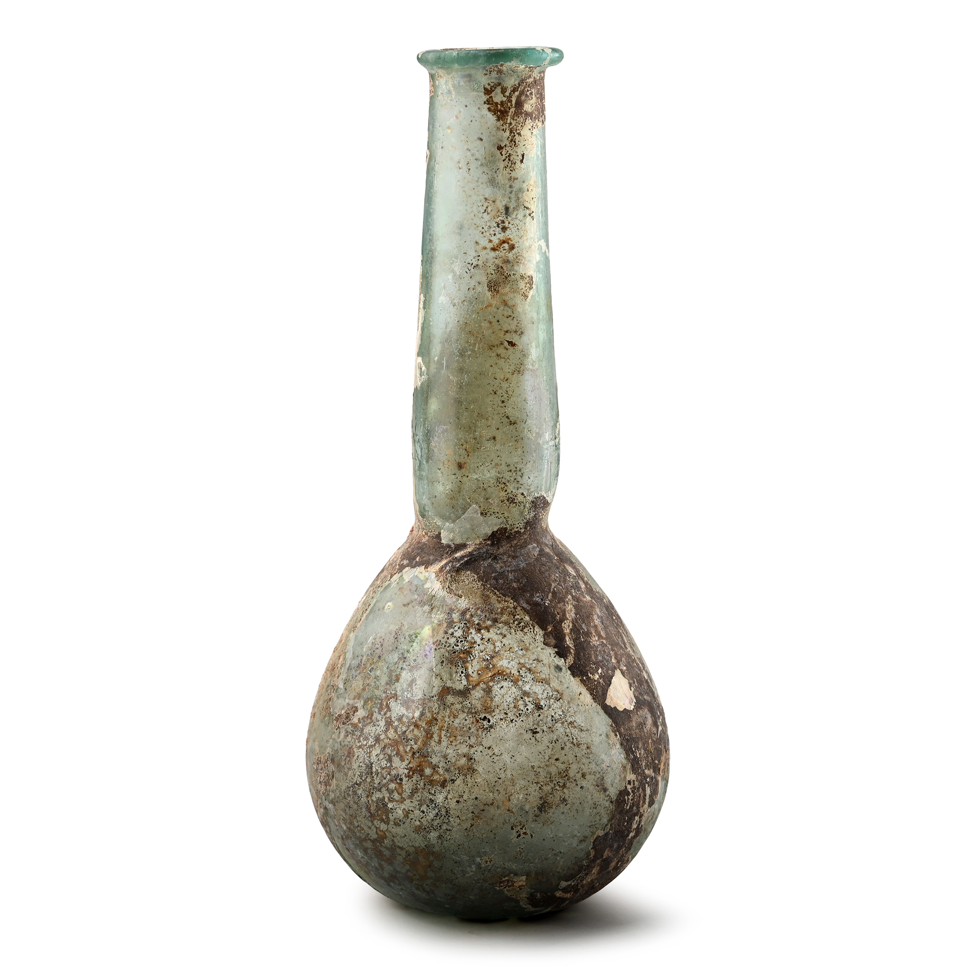 Roman Iridescent Tall Glass Unguentarium