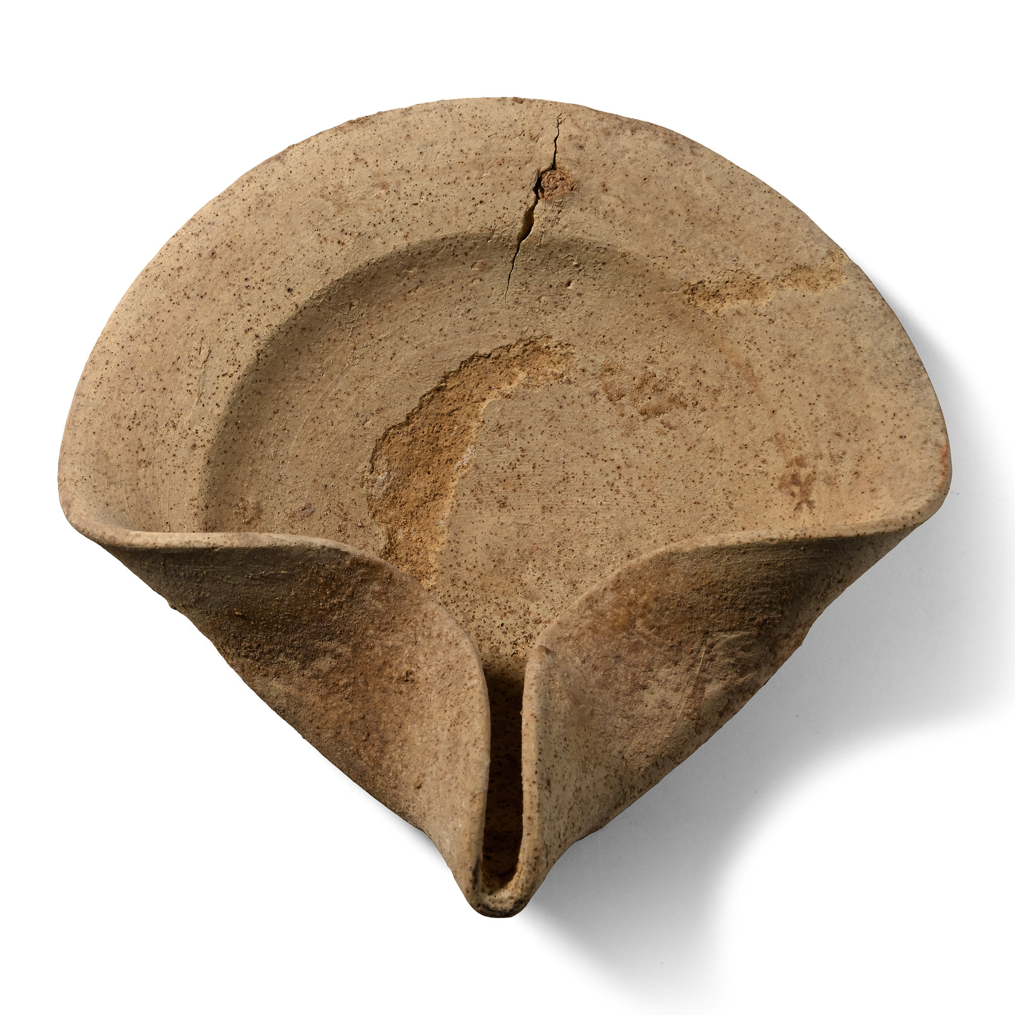 Greek Terracotta Cocked Hat Oil Lamp