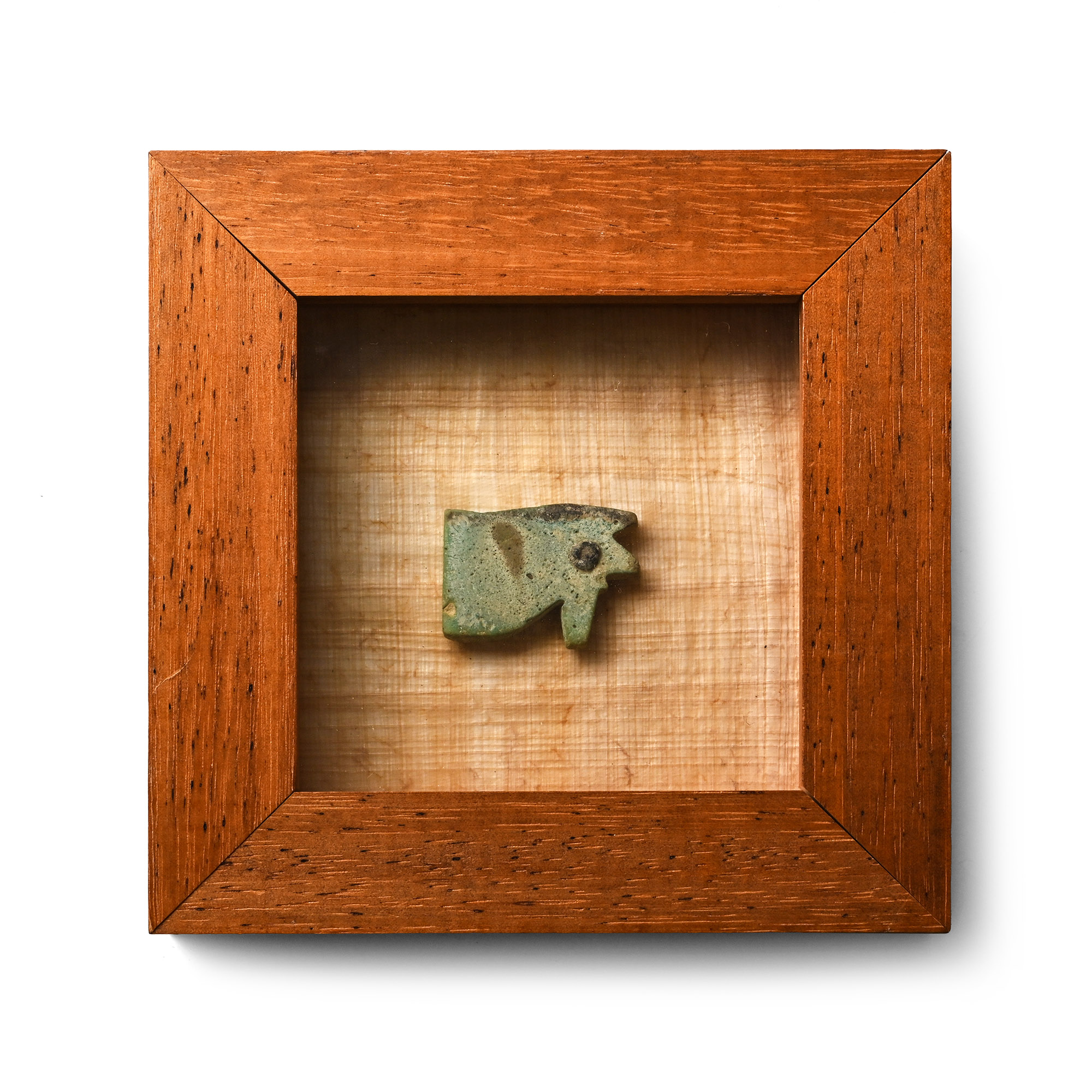 Framed Egyptian Faience Eye of Horus Amulet