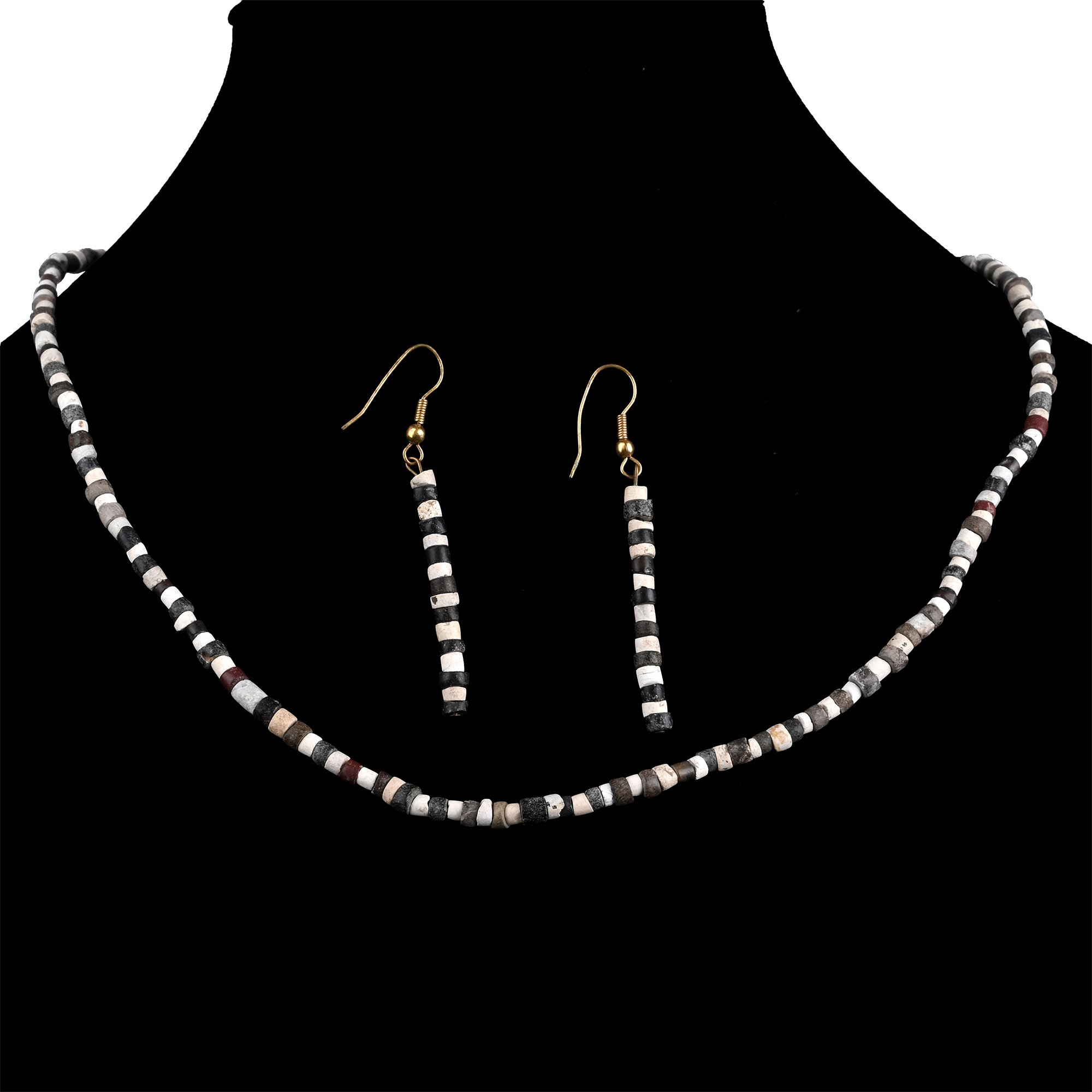 Western Asiatic Stone Bead Necklace and Earring Set