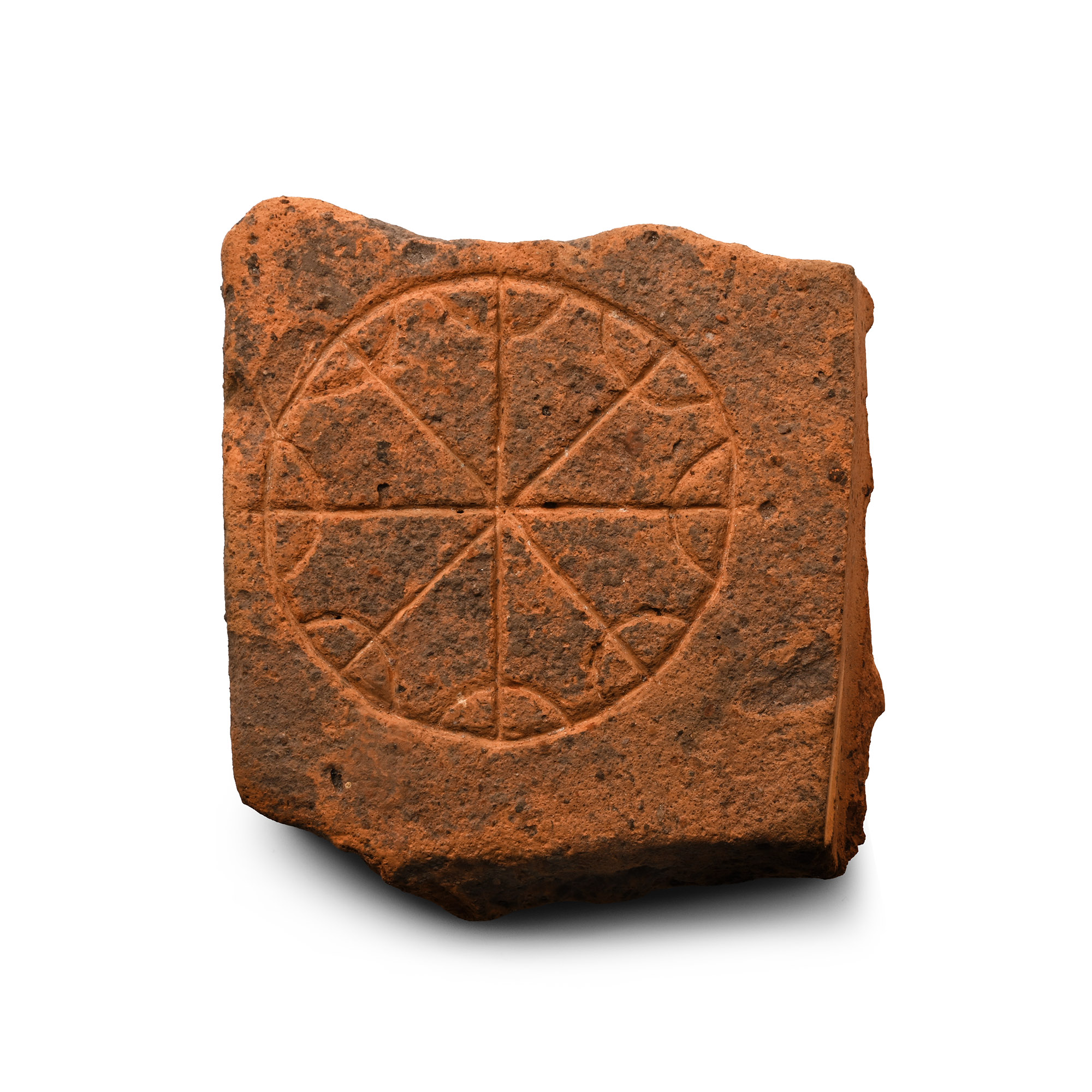 Roman Terracotta Tile Section with Circular Design