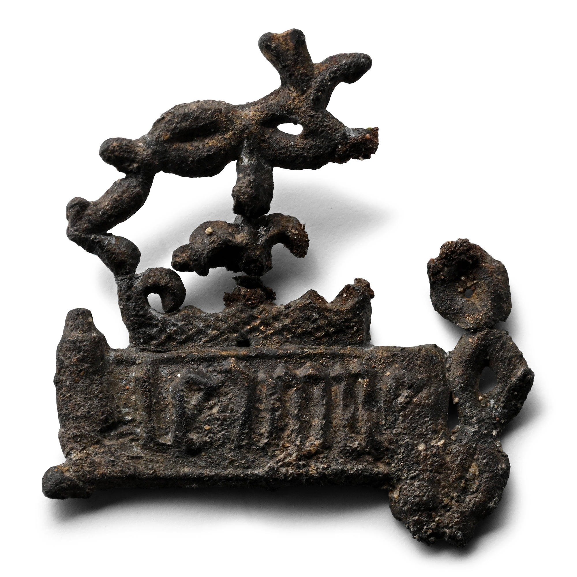 Medieval Pewter Pilgrim's Badge with Inscribed Crown