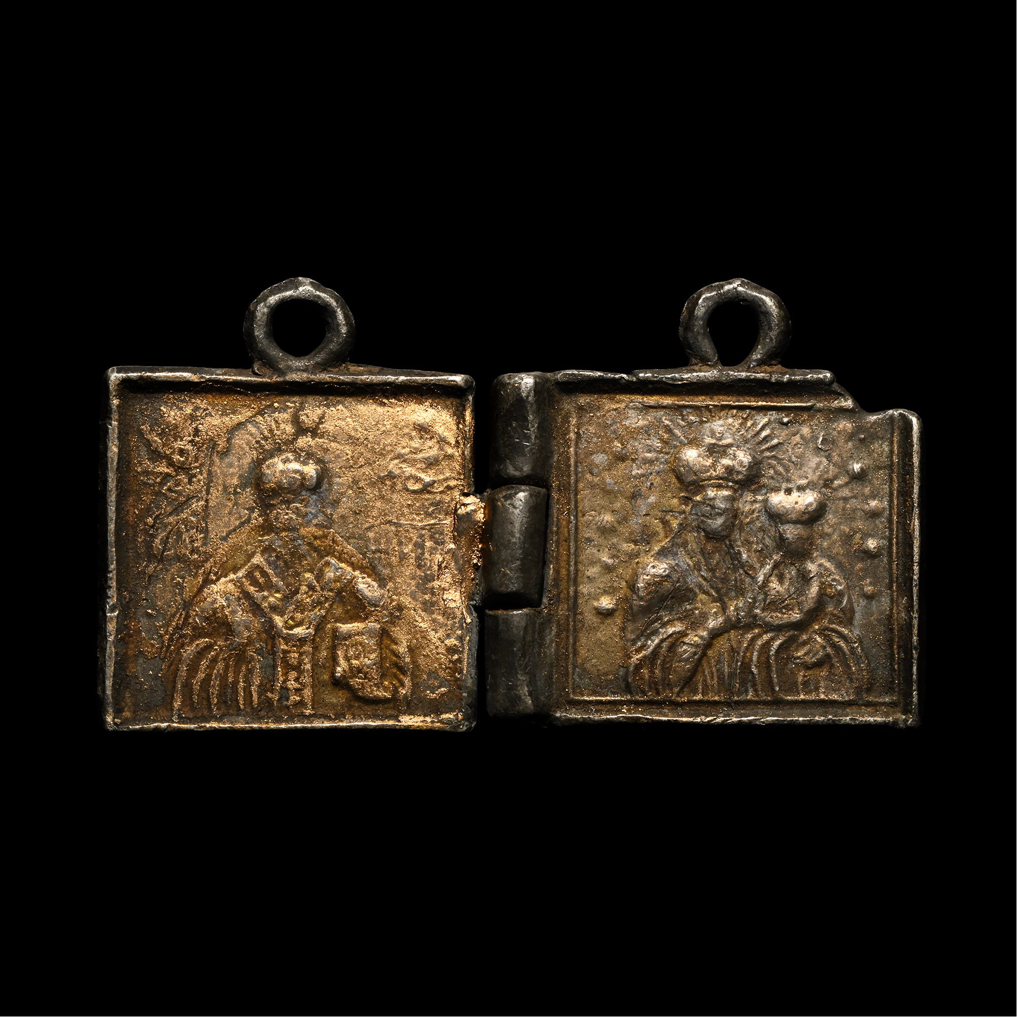 Russian Orthodox Pewter Travelling Icon