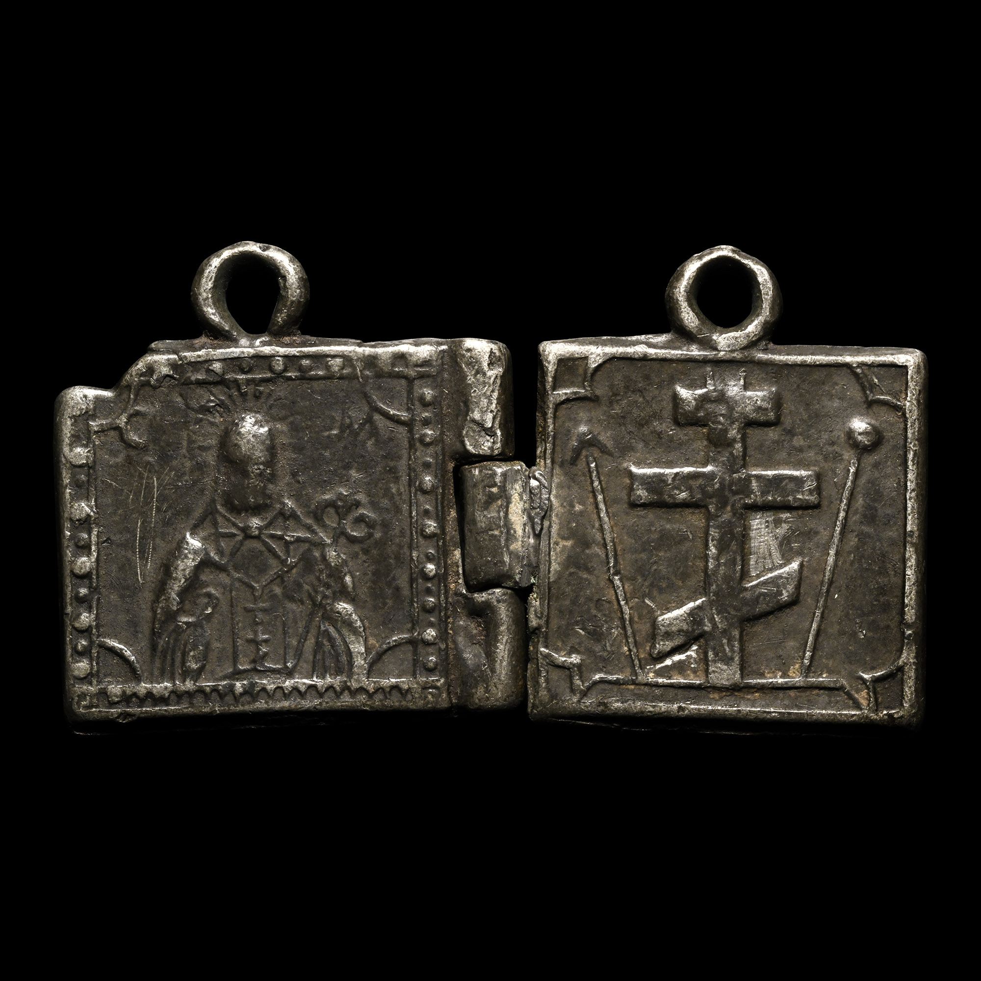 Russian Orthodox Pewter Travelling Icon