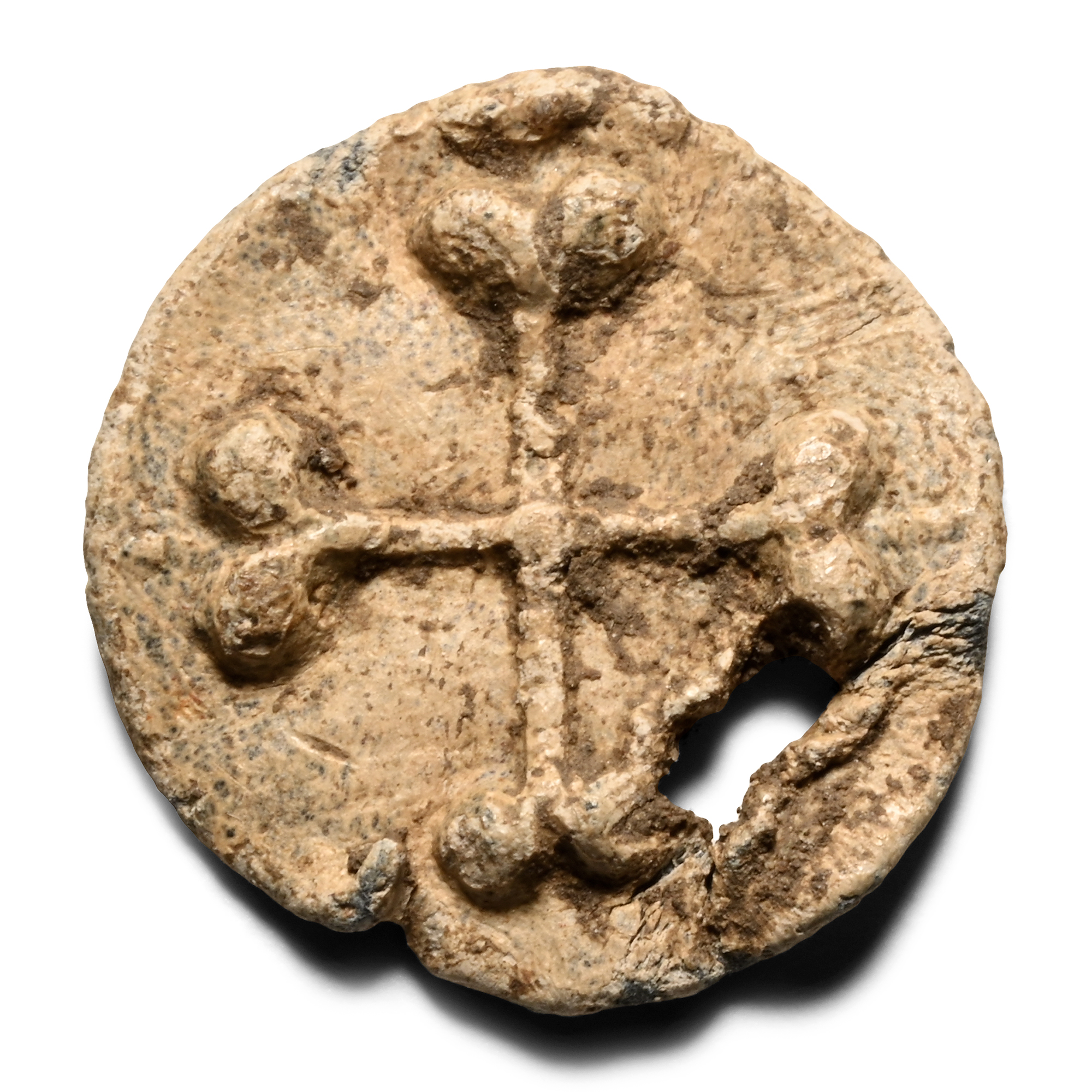 Medieval Pewter Pilgrim's Pendant with Cross Pommee