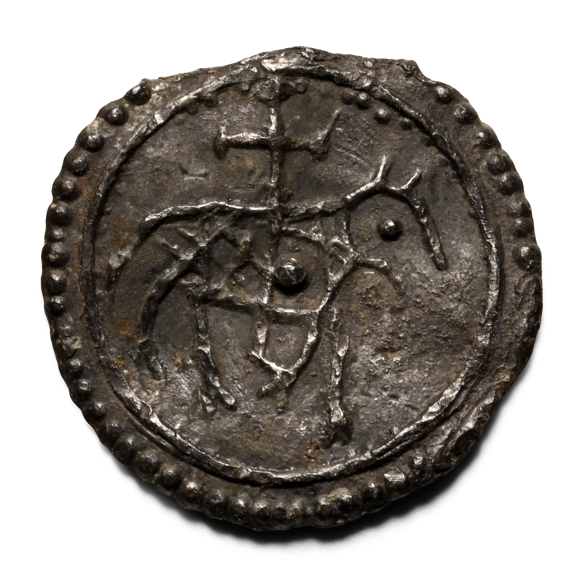 Medieval Pewter Wine Tavern Token with Lamb of God