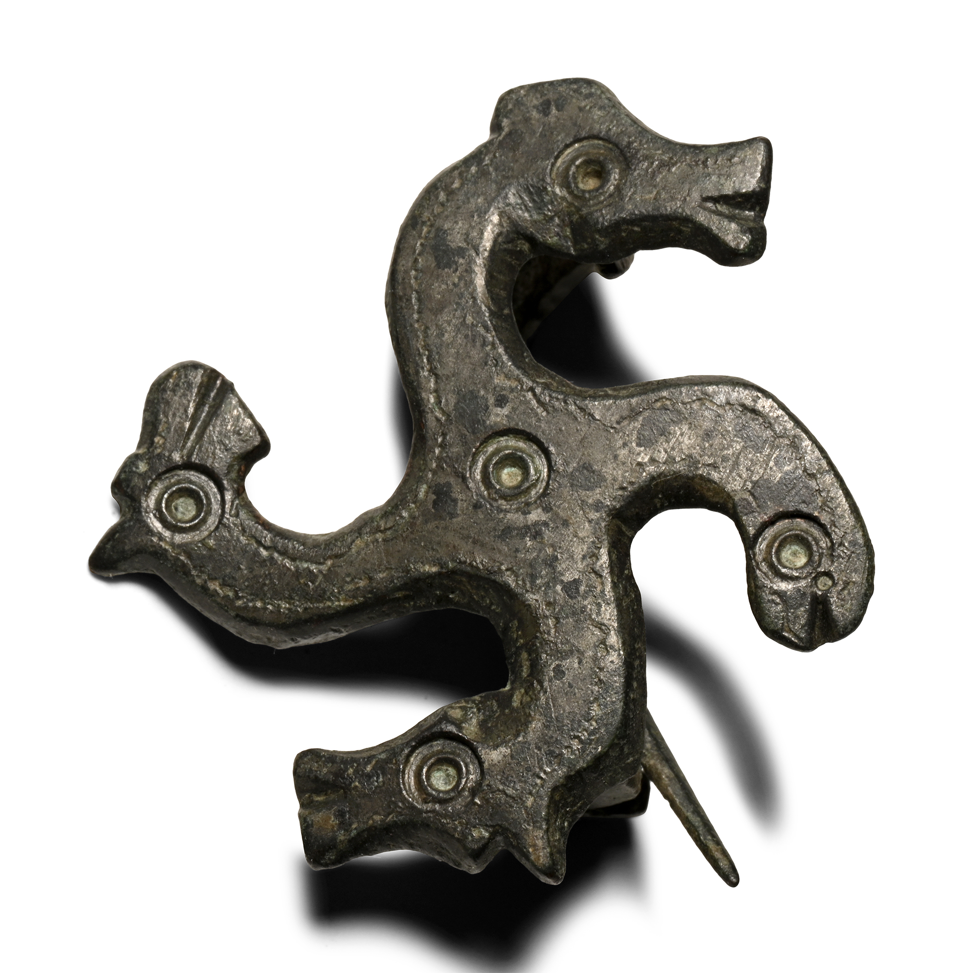 Roman Bronze Horse Head Whorl Plate Brooch