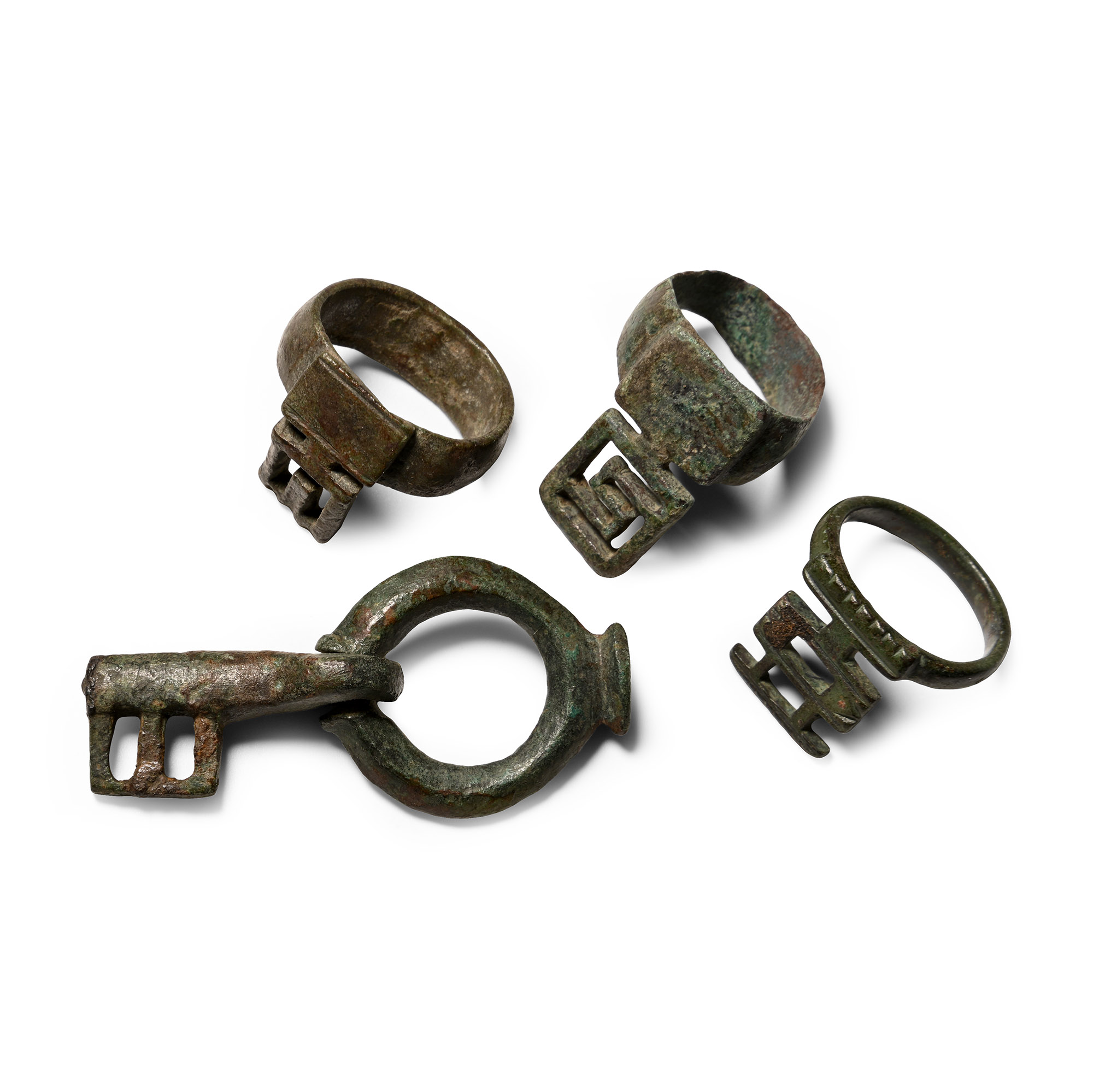 Roman Bronze Key Ring Group