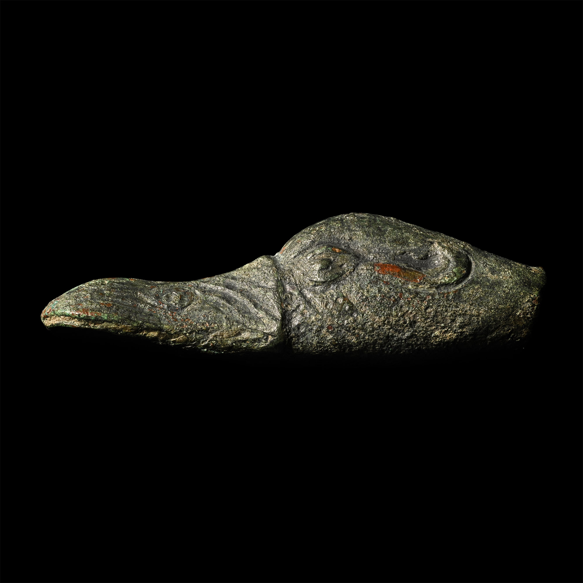 Roman Bronze Duck's Head Terminal