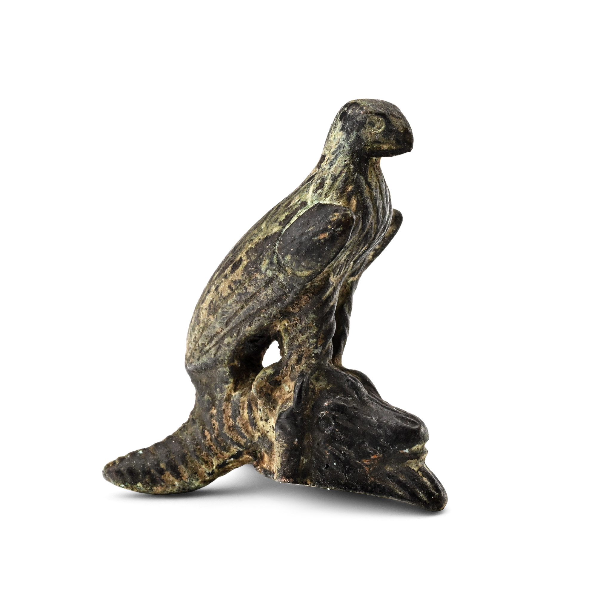 Roman Bronze Eagle on Ram's Head Statuette