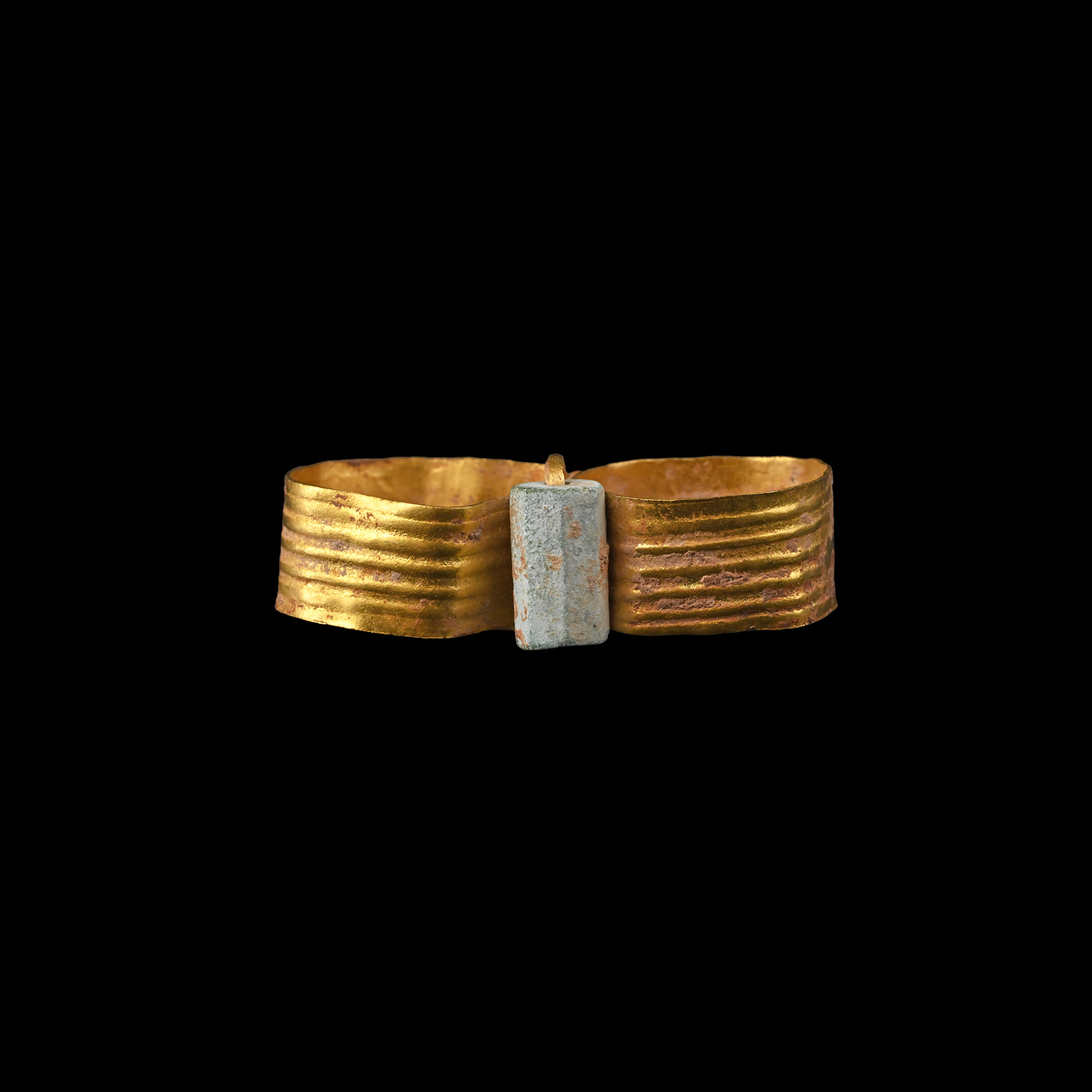 Roman Gold Double Ring with Bead