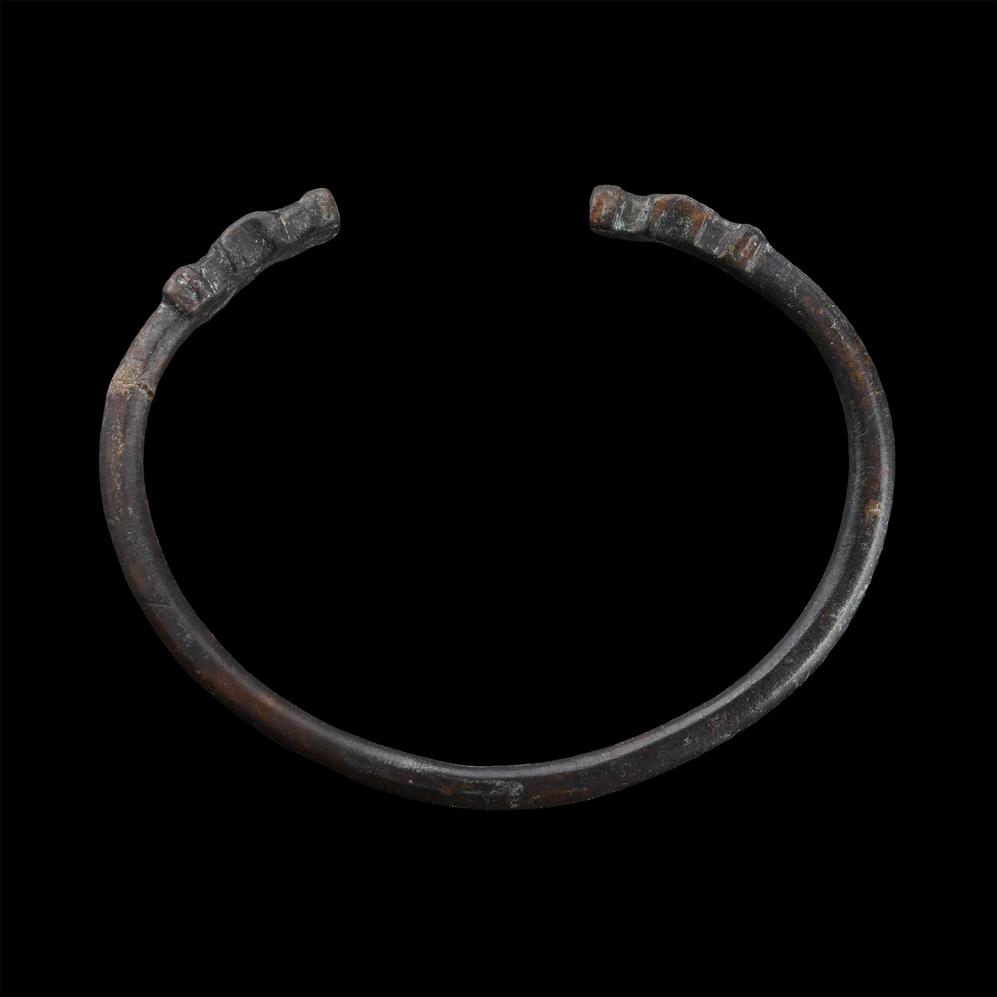 Roman Bronze Bracelet with Animal Heads
