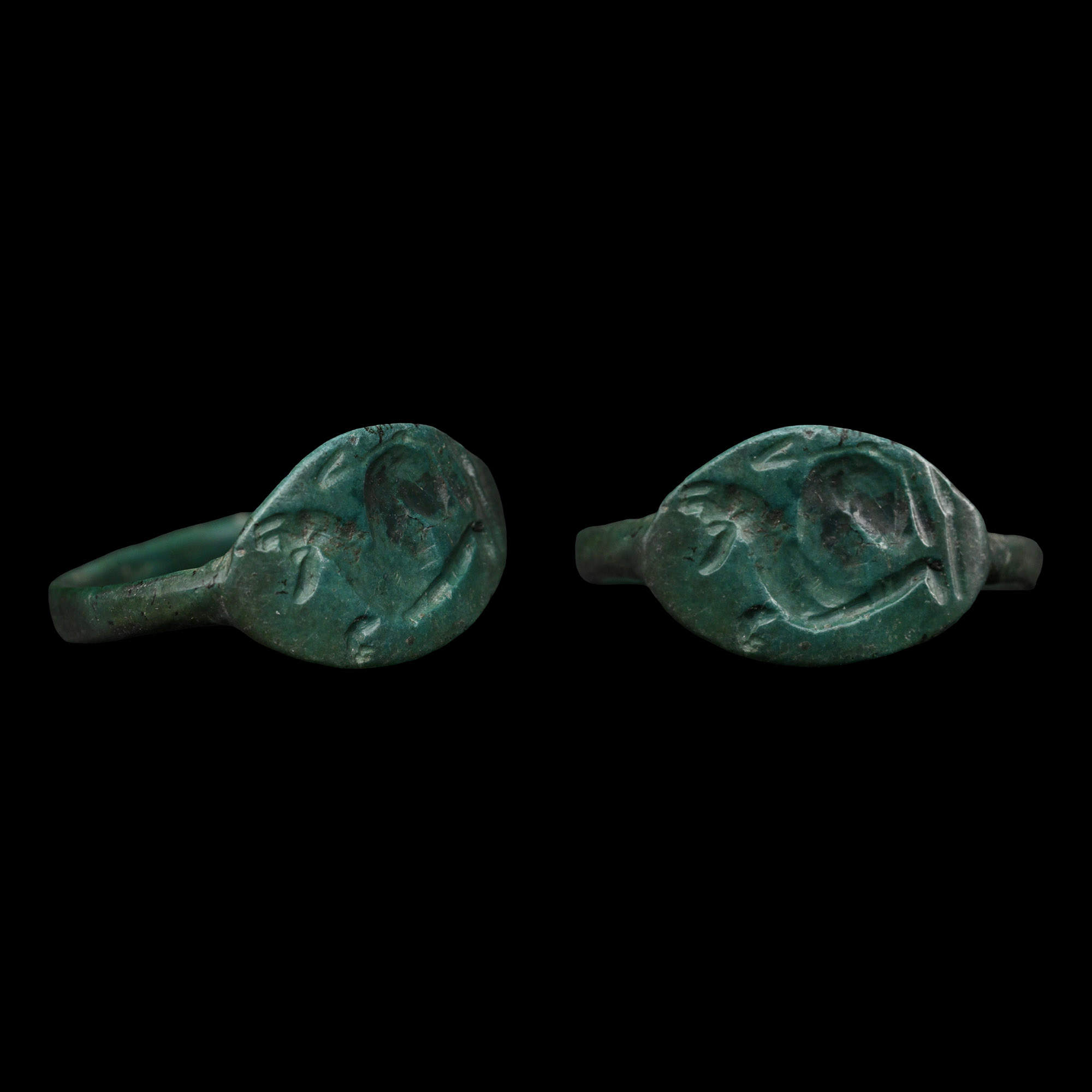 Greek Bronze Ring with Dog