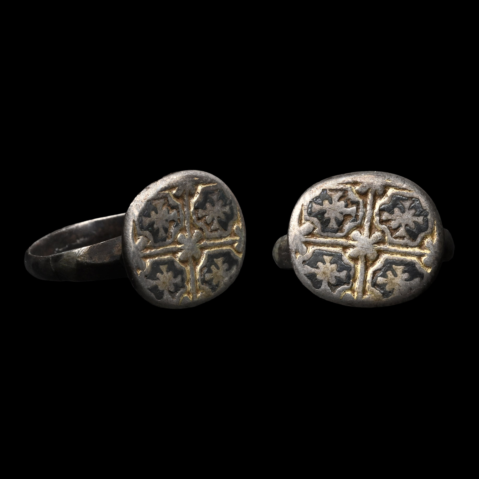 Medieval Crusader Period Silver Ring with Crosses