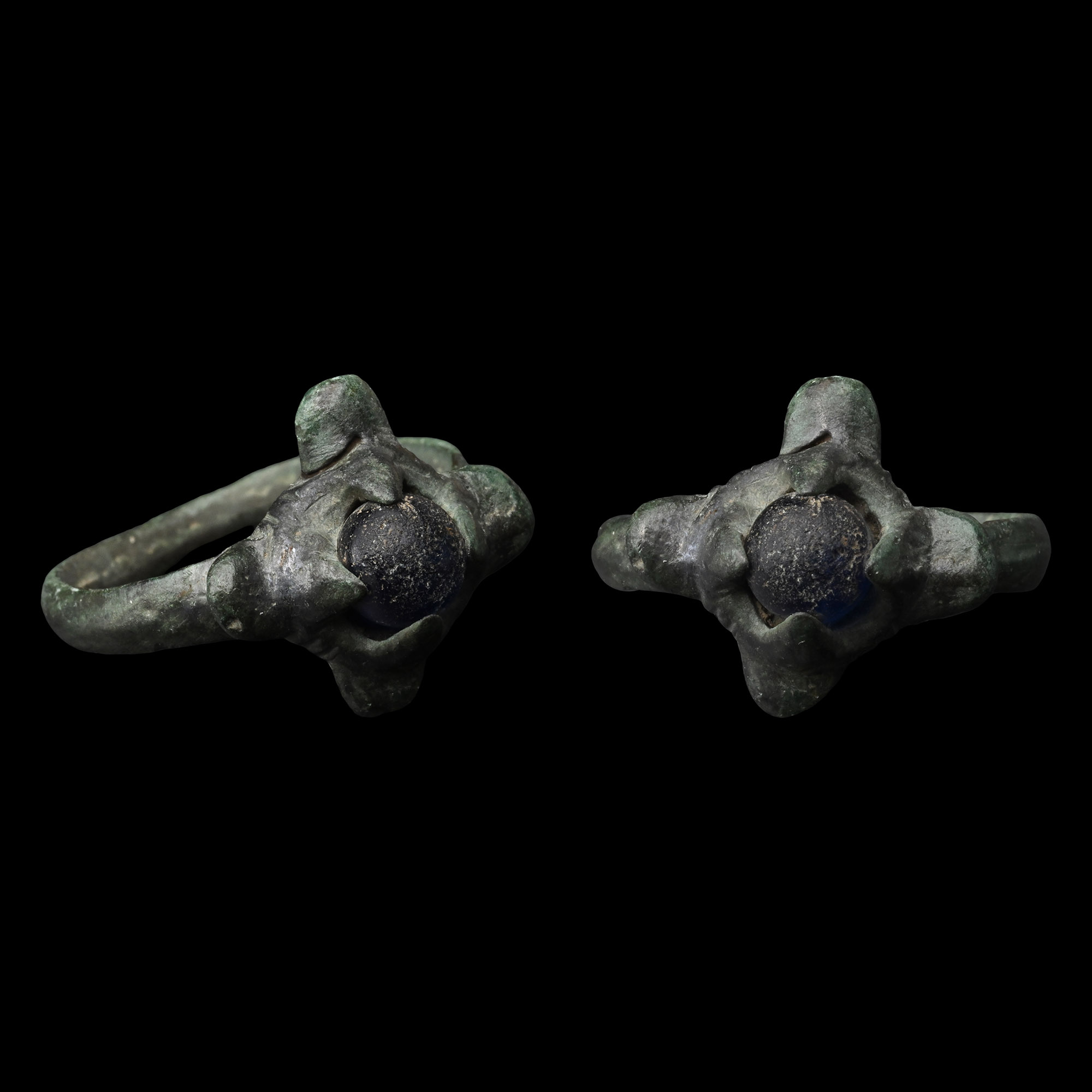 Migration Period Bronze Ring with Cabochon