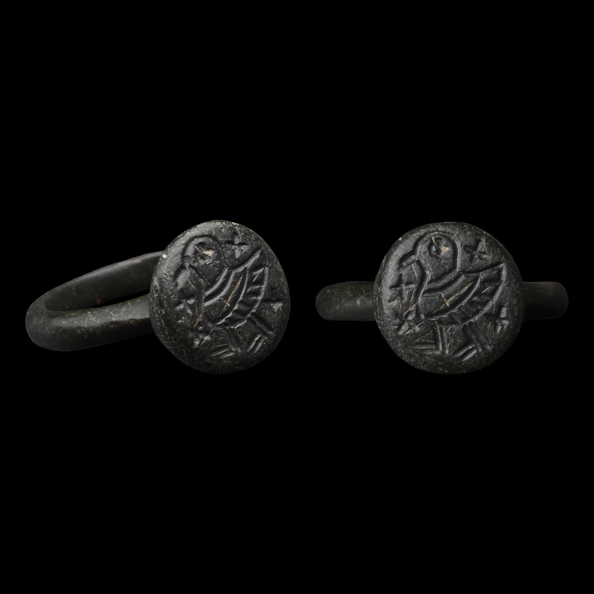 Byzantine Bronze Ring with Bird