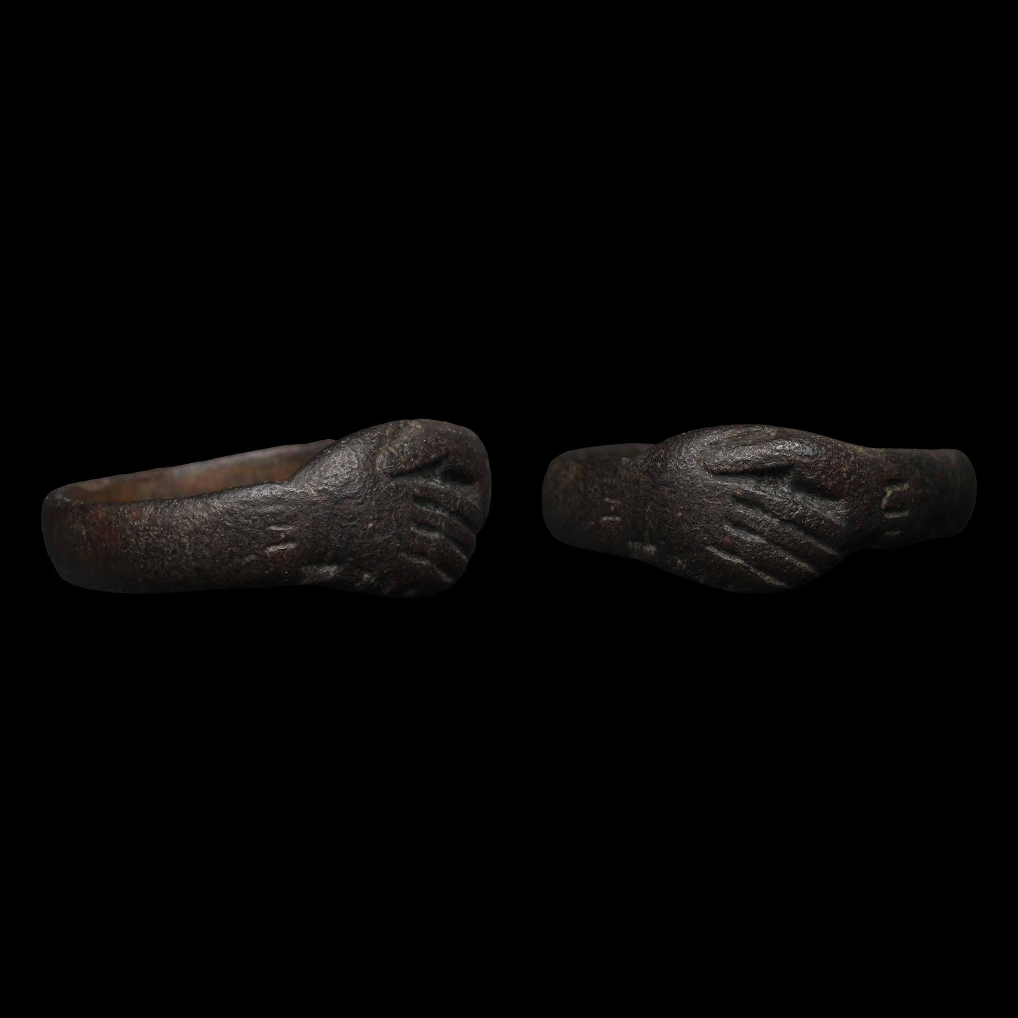 Tudor Bronze Ring with Clasped Hands