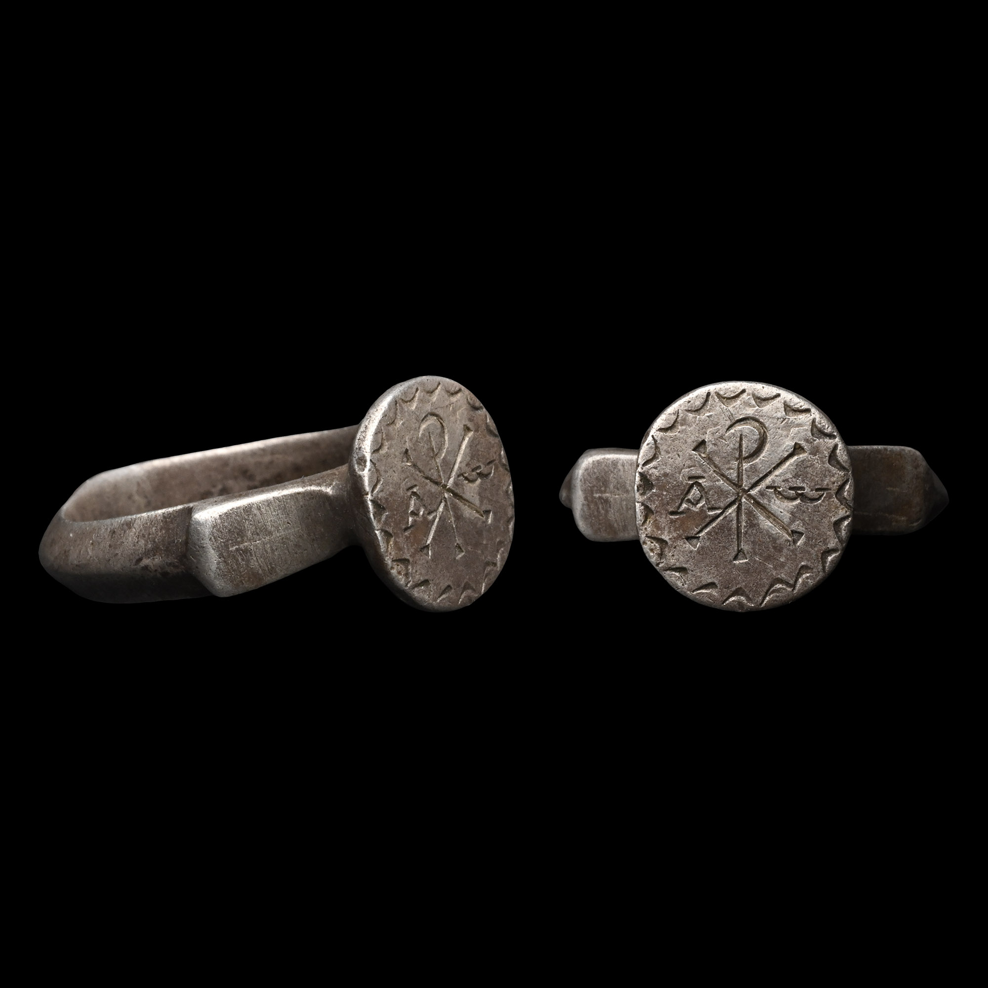Medieval Silver Ring with Chi Rho