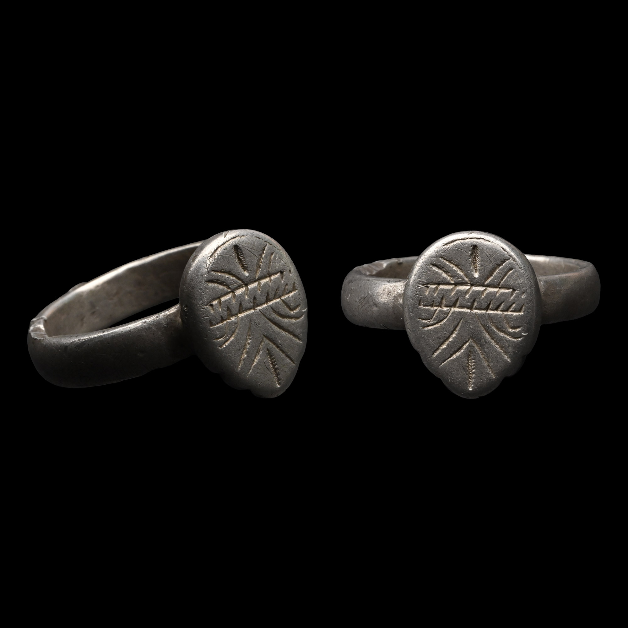 Medieval Silver Ring with Shield Design
