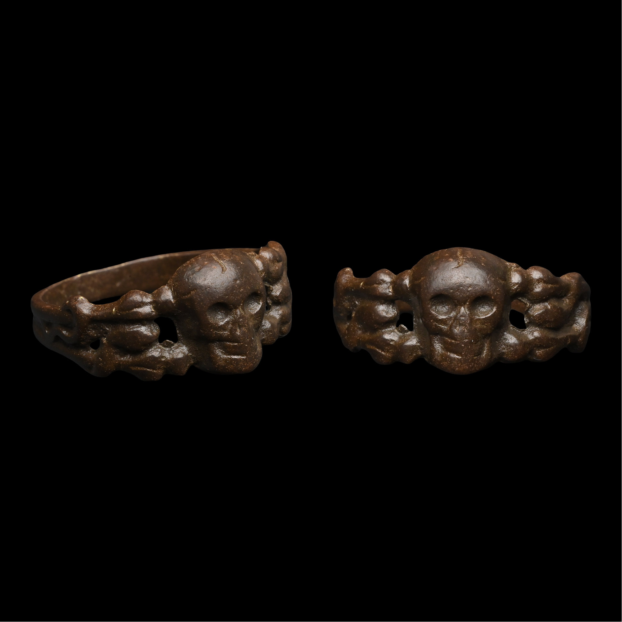 Post Medieval Bronze Skull Ring