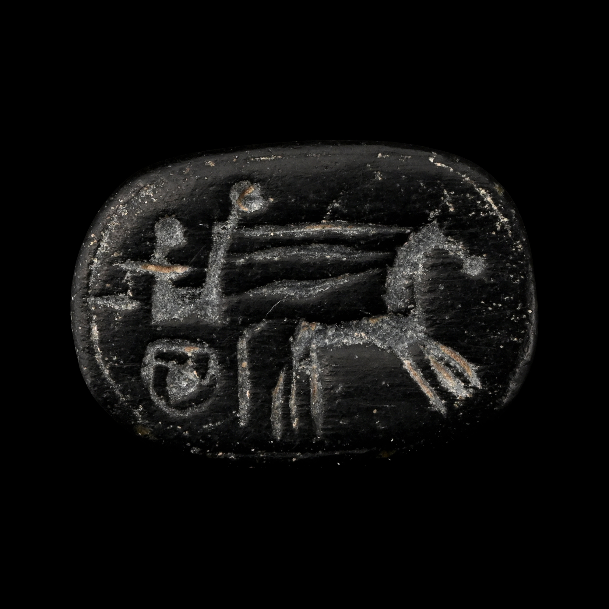 Western Asiatic Black Stone Scaraboid with Charioteer