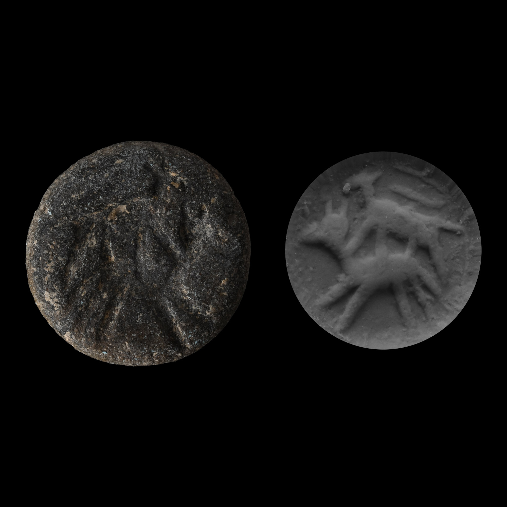 Western Asiatic Stone Stamp Seal with Mating Animals