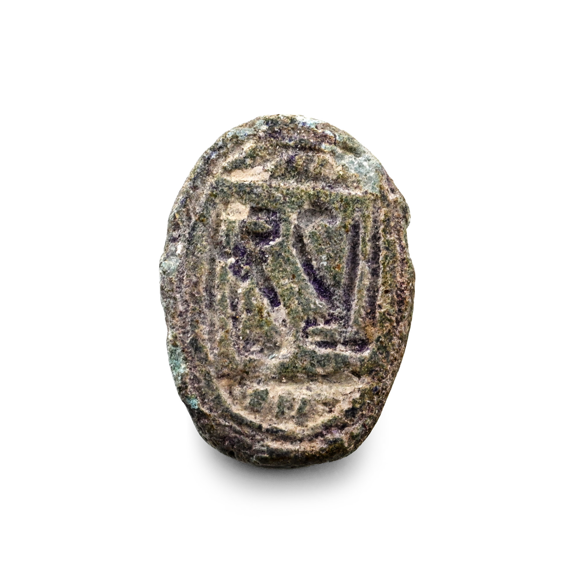 Phoenician Faience Scaraboid with Patterns