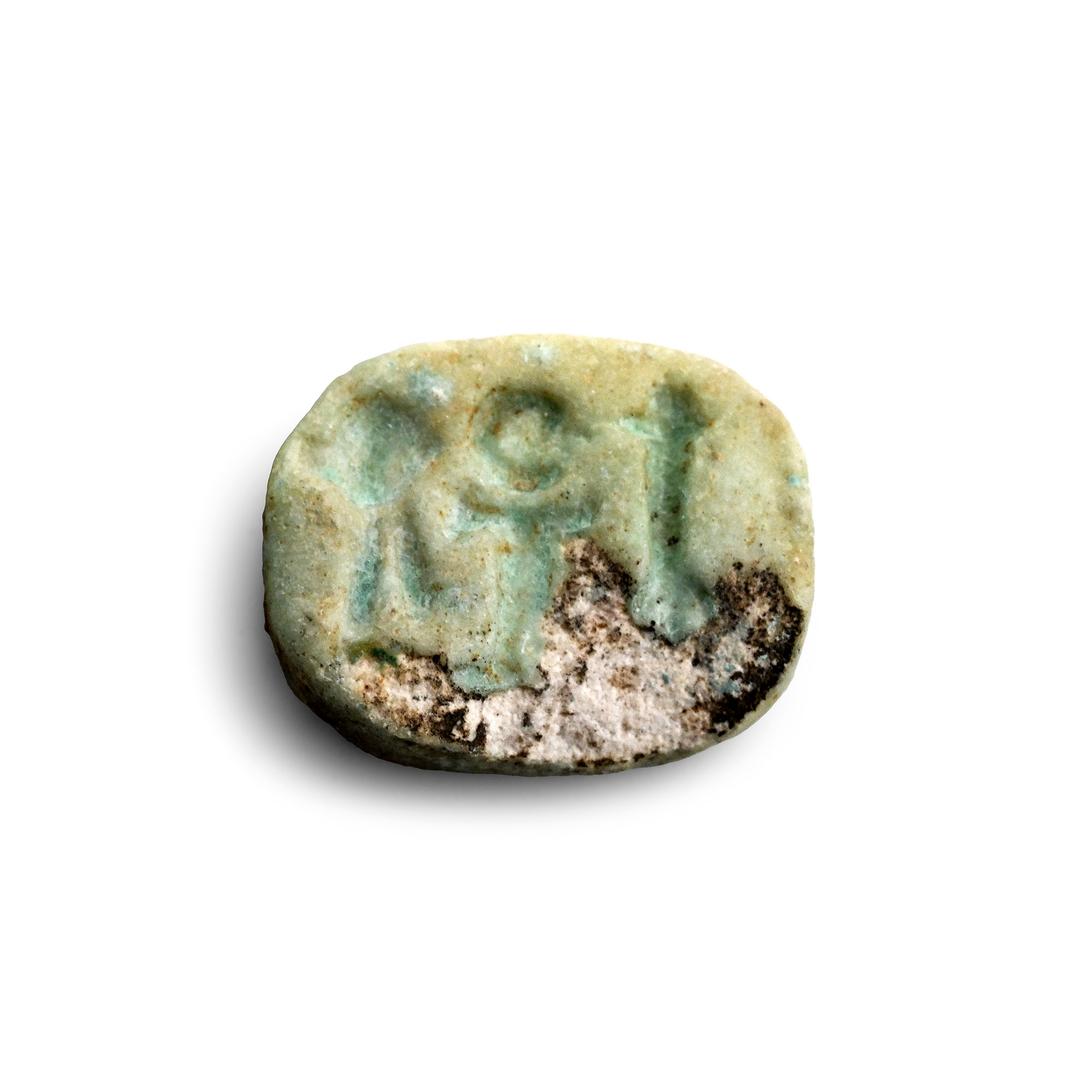 Egyptian Faience Scaraboid with Hieroglyphs