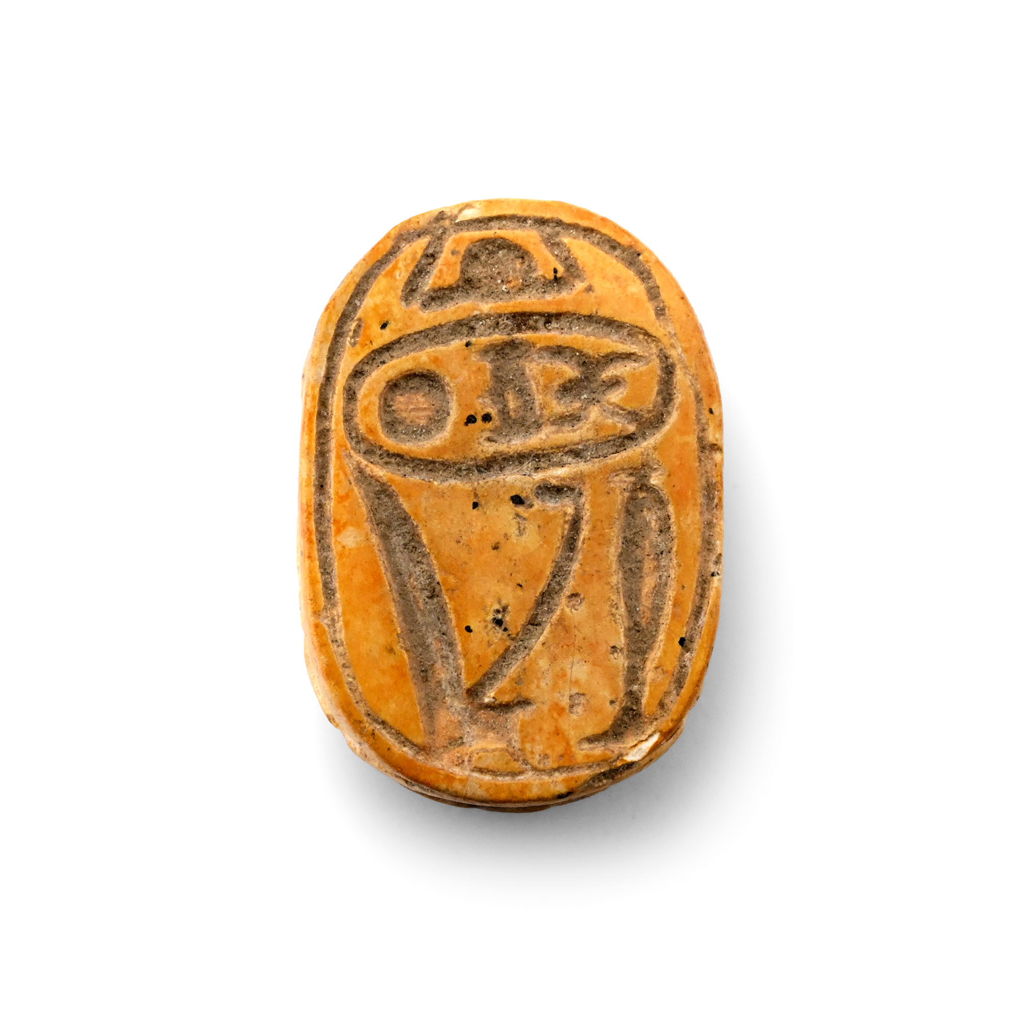 Egyptian Yellow Steatite Scarab with Cartouche