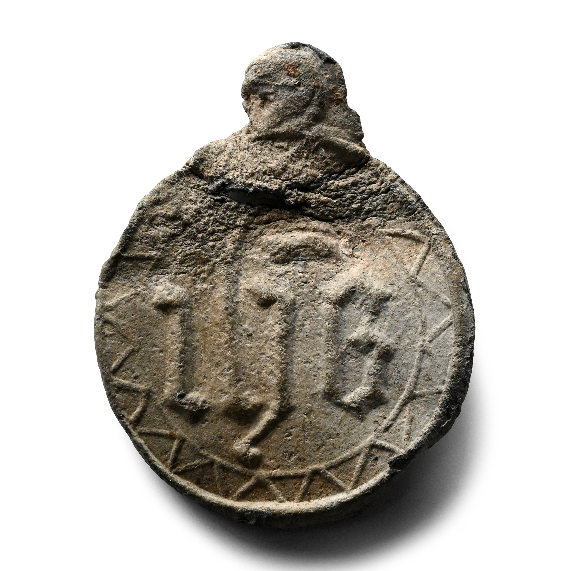 Medieval Lead Pilgrim's Pendant of Saint Margaret Slaying the Dragon