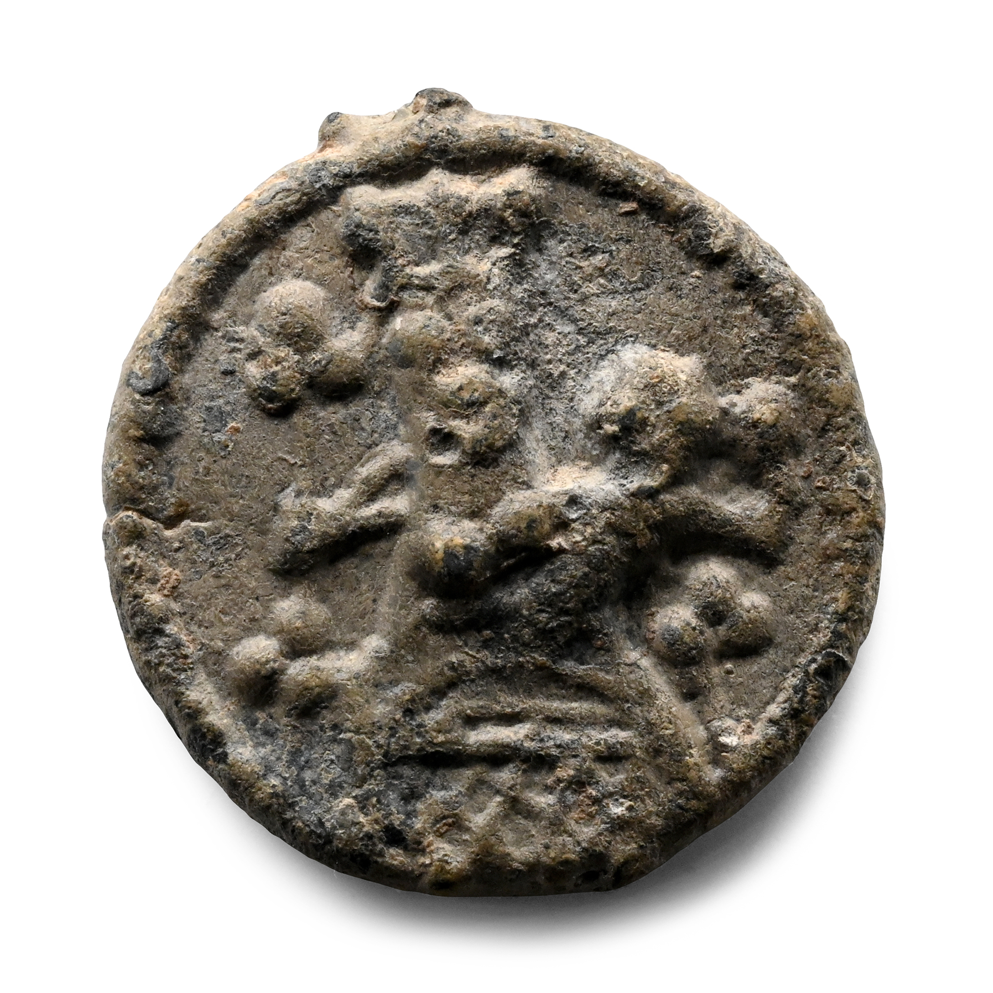 Medieval Pewter Pilgrim's Pendant with Mary and Calvary Scene