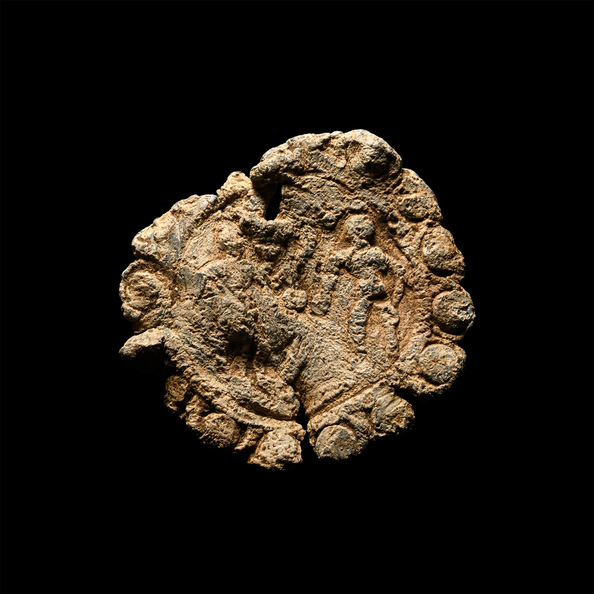 Roman Lead Roundel with Boxers