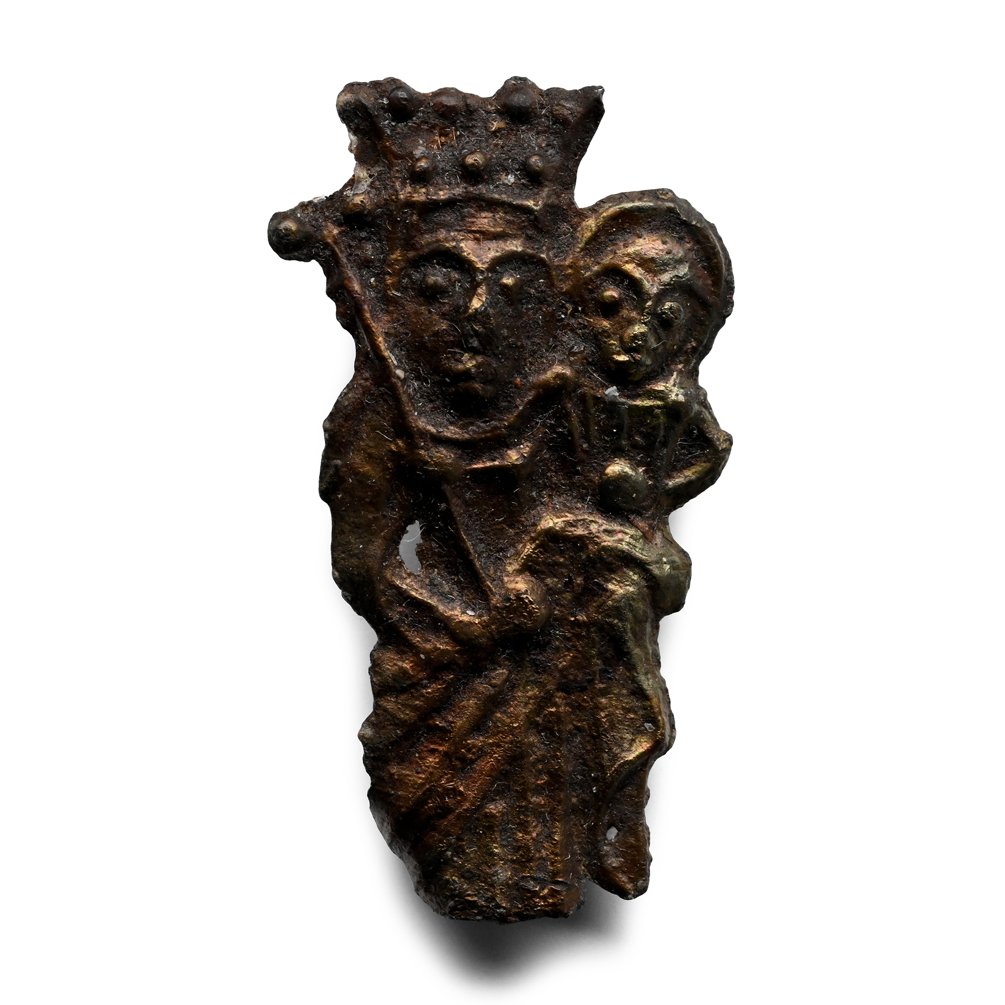 Medieval Pewter Pilgrim's Badge with Mary and Child