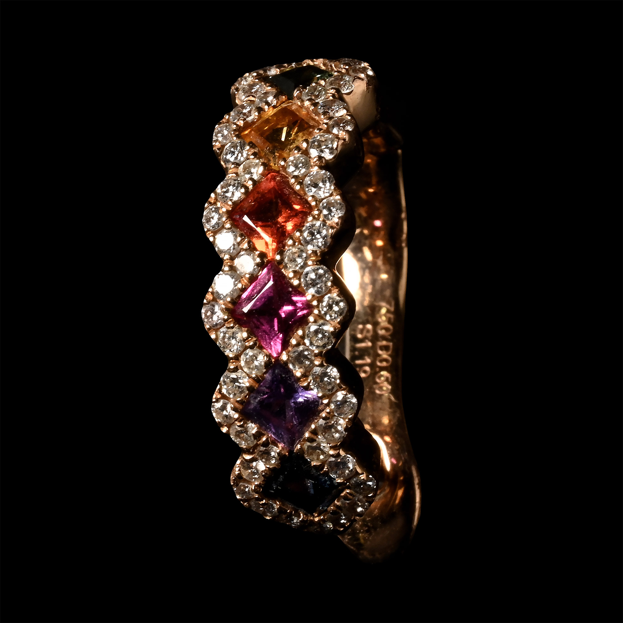 18 Karat Gold Diamond and Fancy Sapphire Earring
