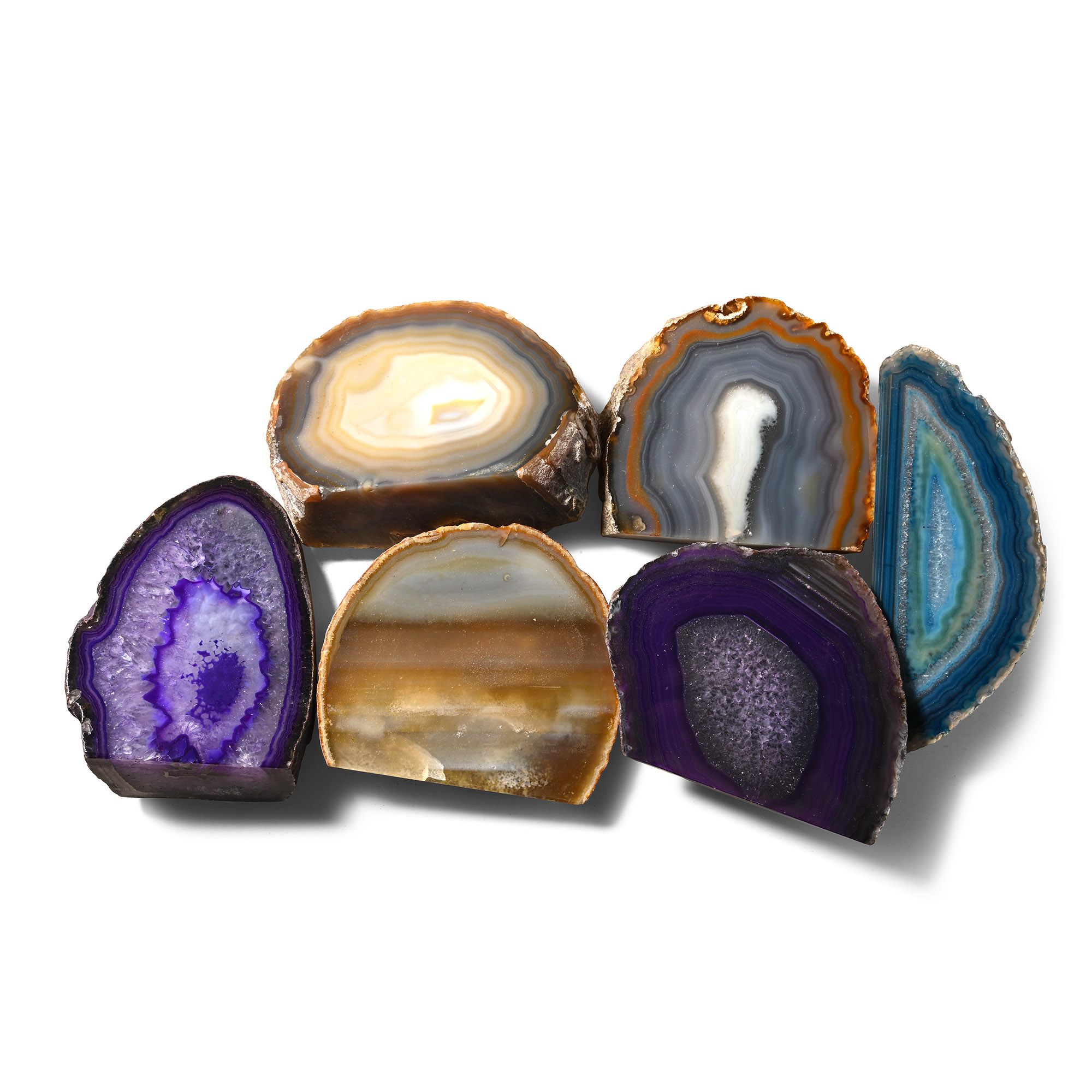 Collection of Six [6] Cut and Polished Agate Geode End Pieces