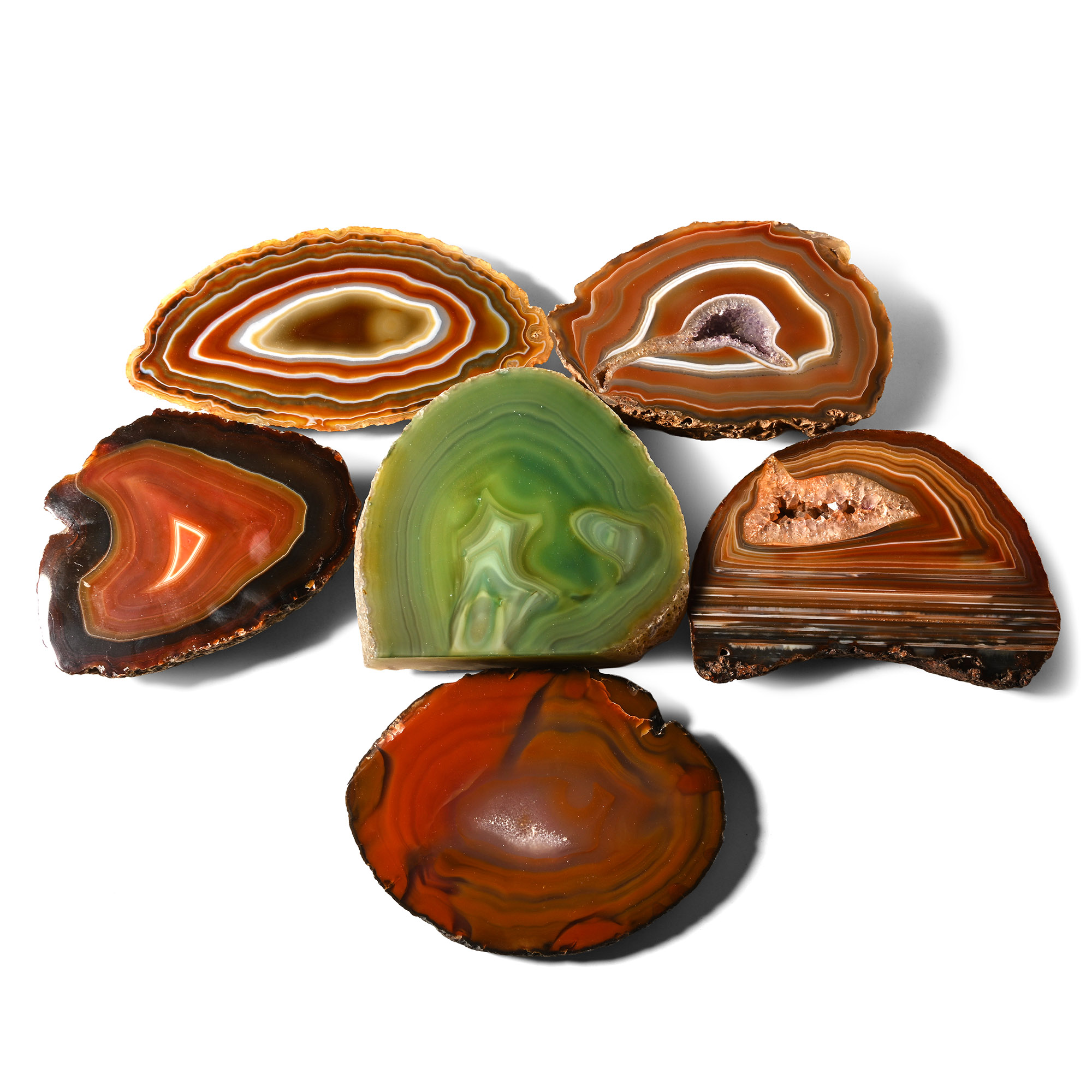Collection of Six [6] Cut and Polished Agate Geode Sections