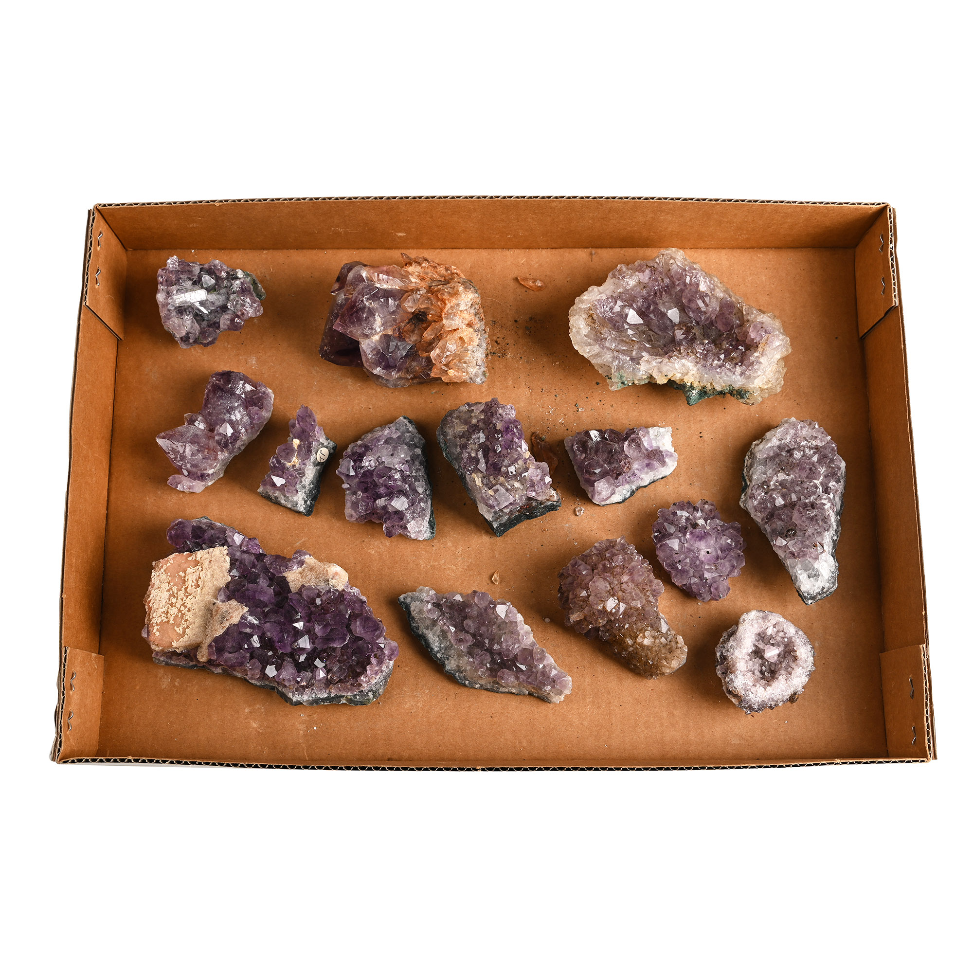 Collection of Fourteen [14] Amethyst Crystal Geode Display Peaces
