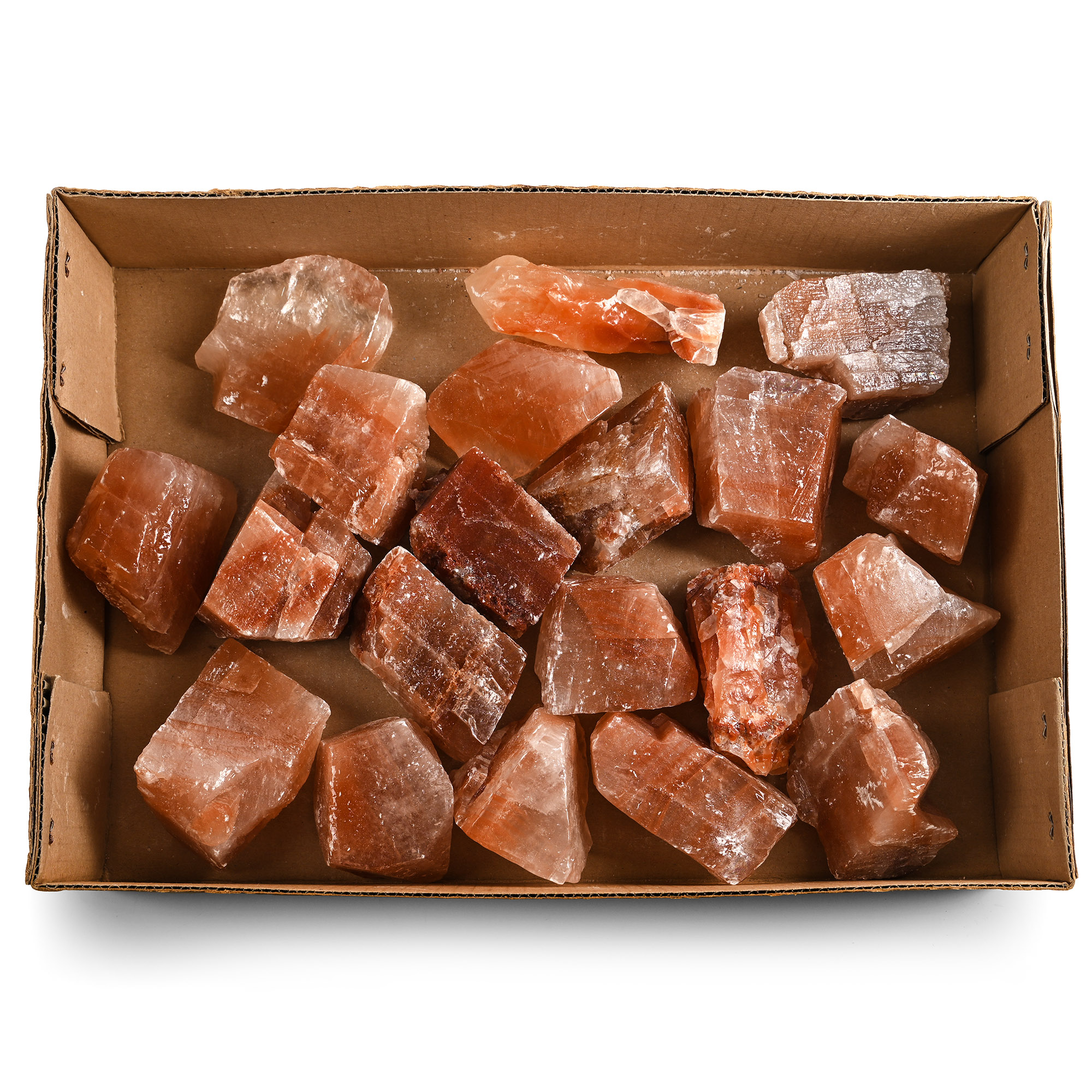 Group of Twenty [20] Large Pink-Orange Calcite Mineral Specimens